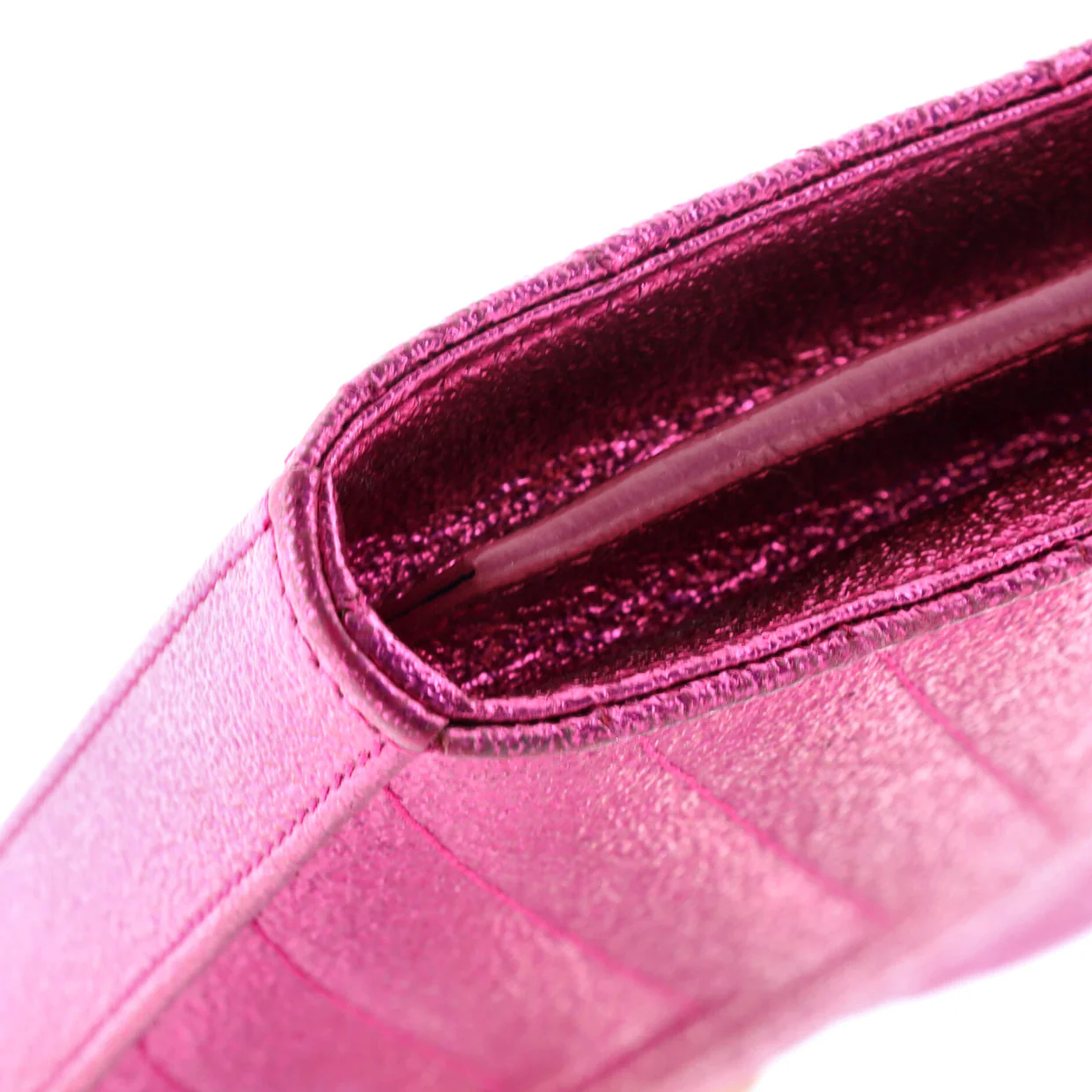 Classic Monogram Wallet on Chain Matelasse Chevron Metallic Leather Medium - Deep Luxury