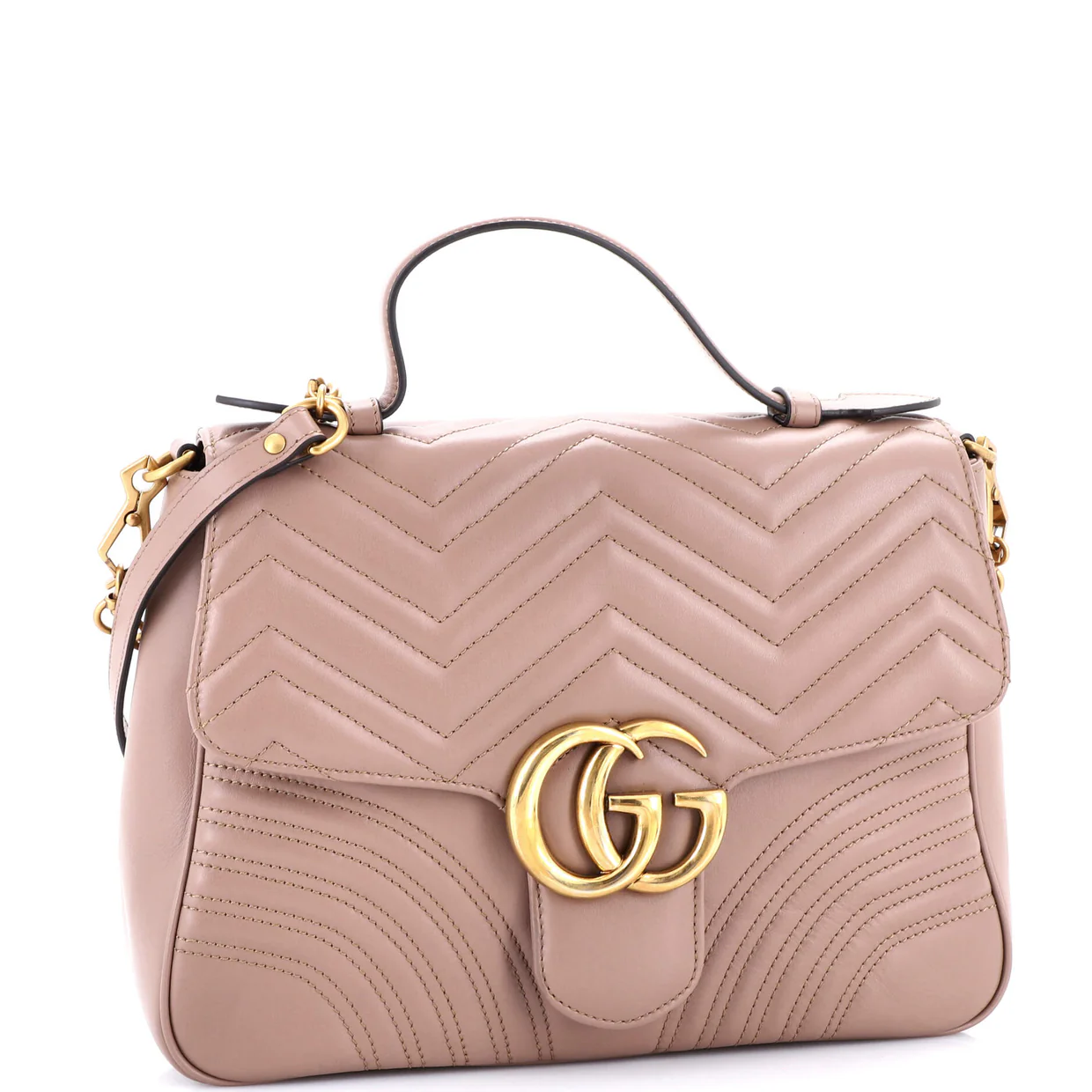 GG Marmont Top Handle Flap Bag Matelasse Leather Medium - Deep Luxury