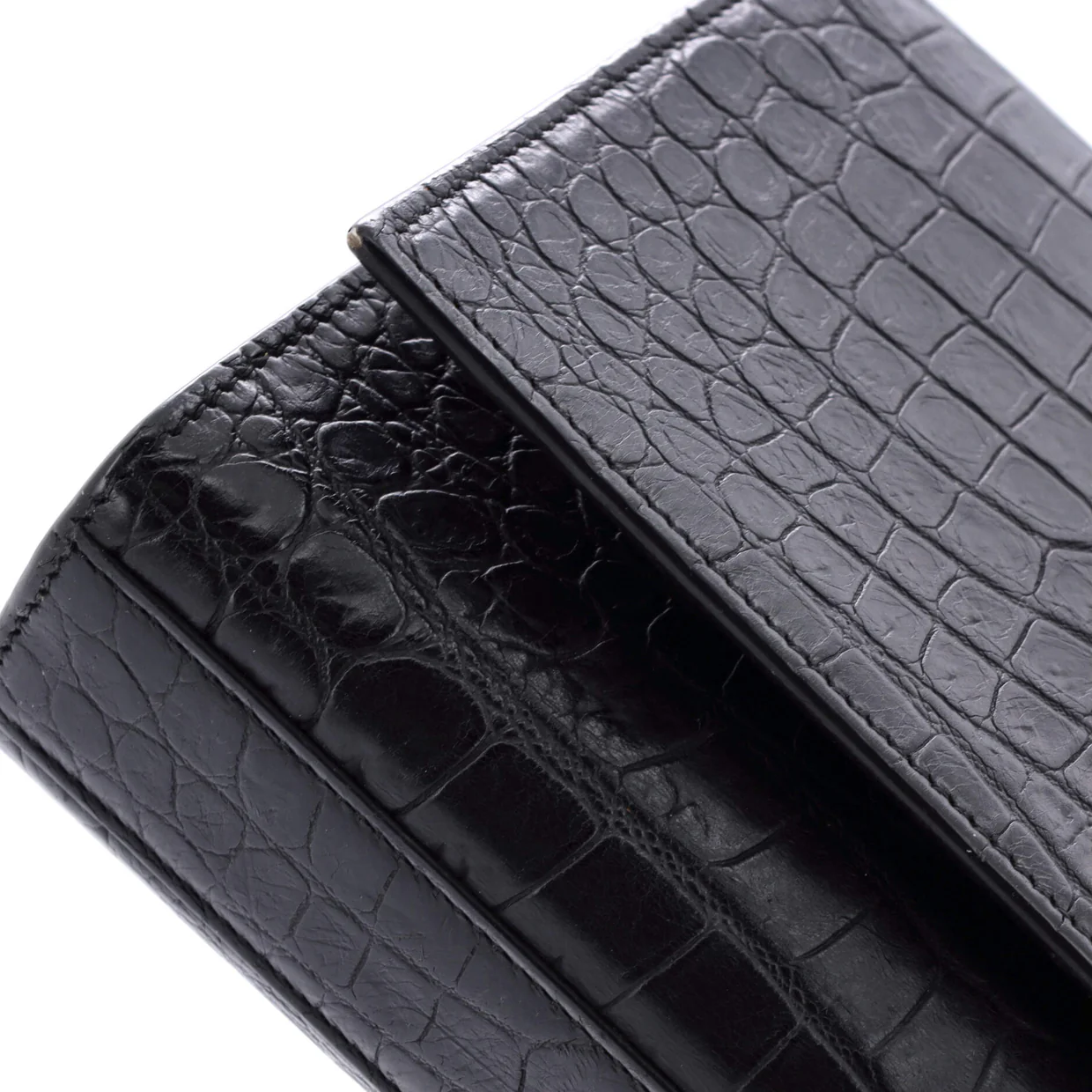 Classic Monogram Shoulder Bag Crocodile Embossed Leather - Deep Luxury