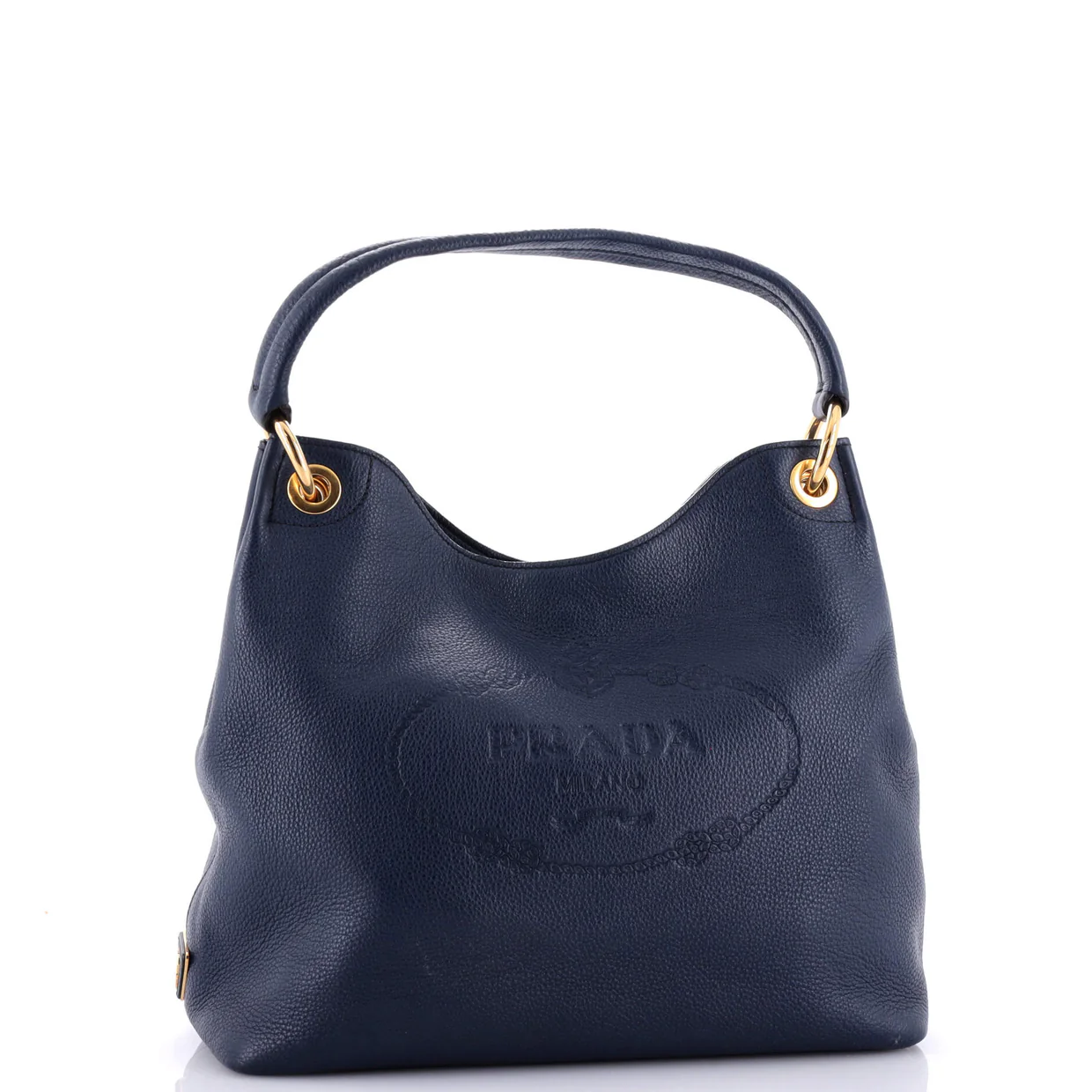 Logo Hobo Embossed Vitello Daino Medium - Deep Luxury