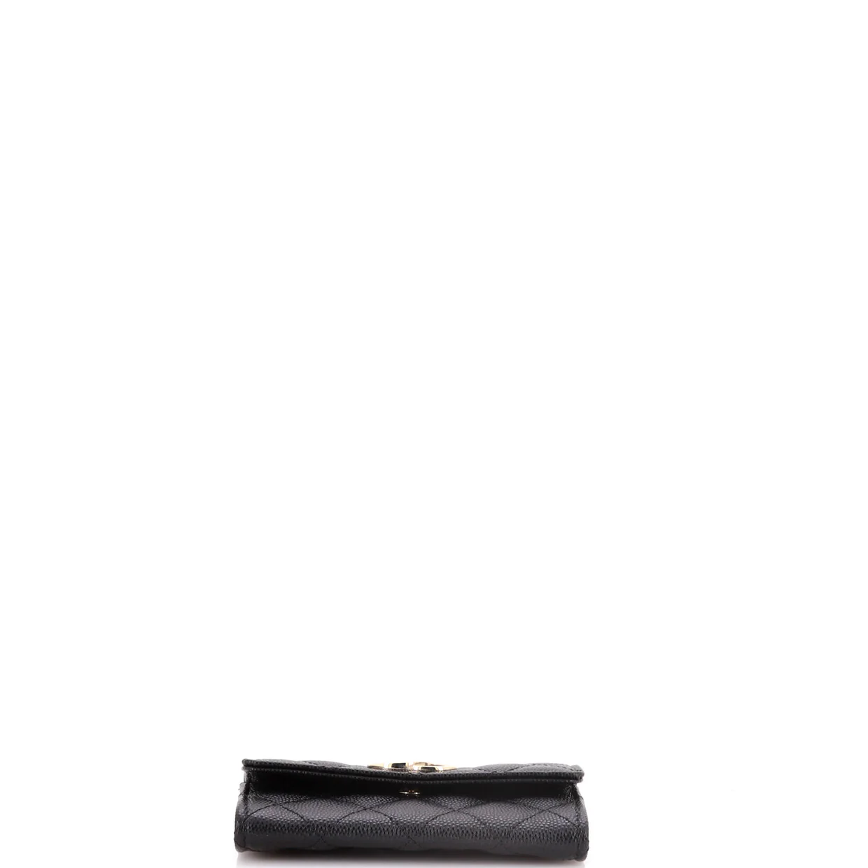 Crystal CC Flap Card Holder Quilted Caviar - Deep Luxury