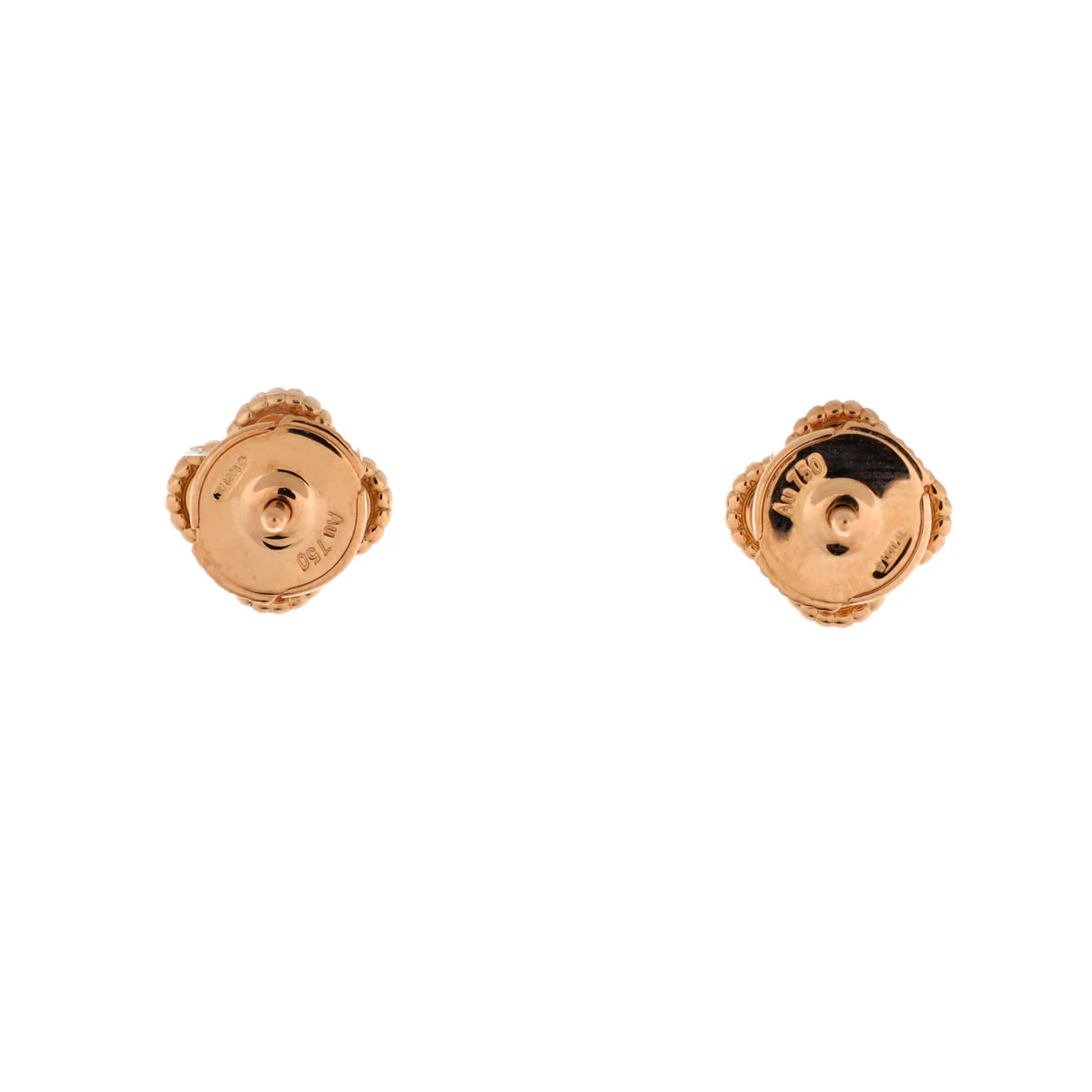 Sweet Alhambra Stud Earrings 18K Rose Gold and Carnelian - Deep Luxury