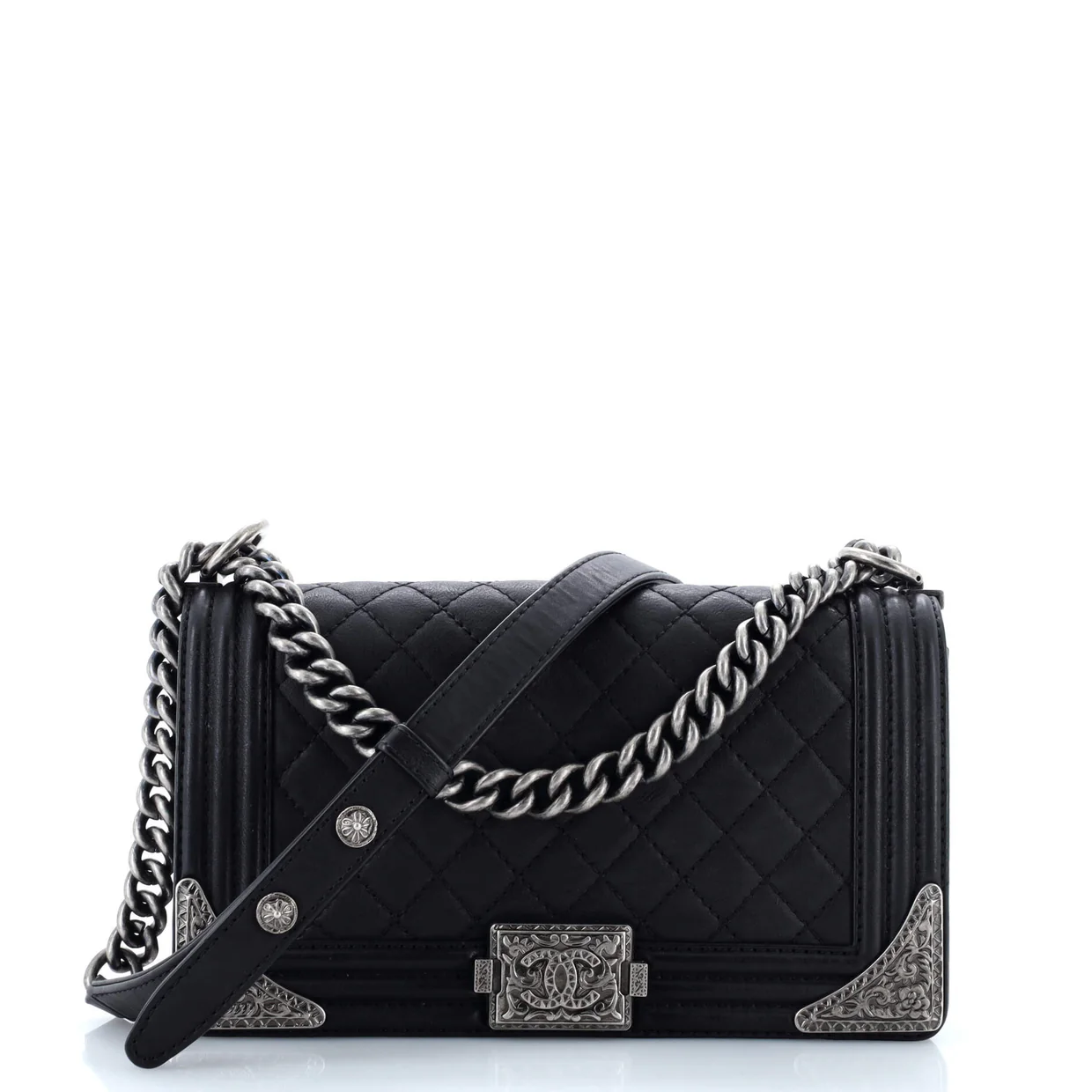 Paris-Dallas Boy Flap Bag Quilted Calfskin with Metal Adornments Old Medium - Deep Luxury