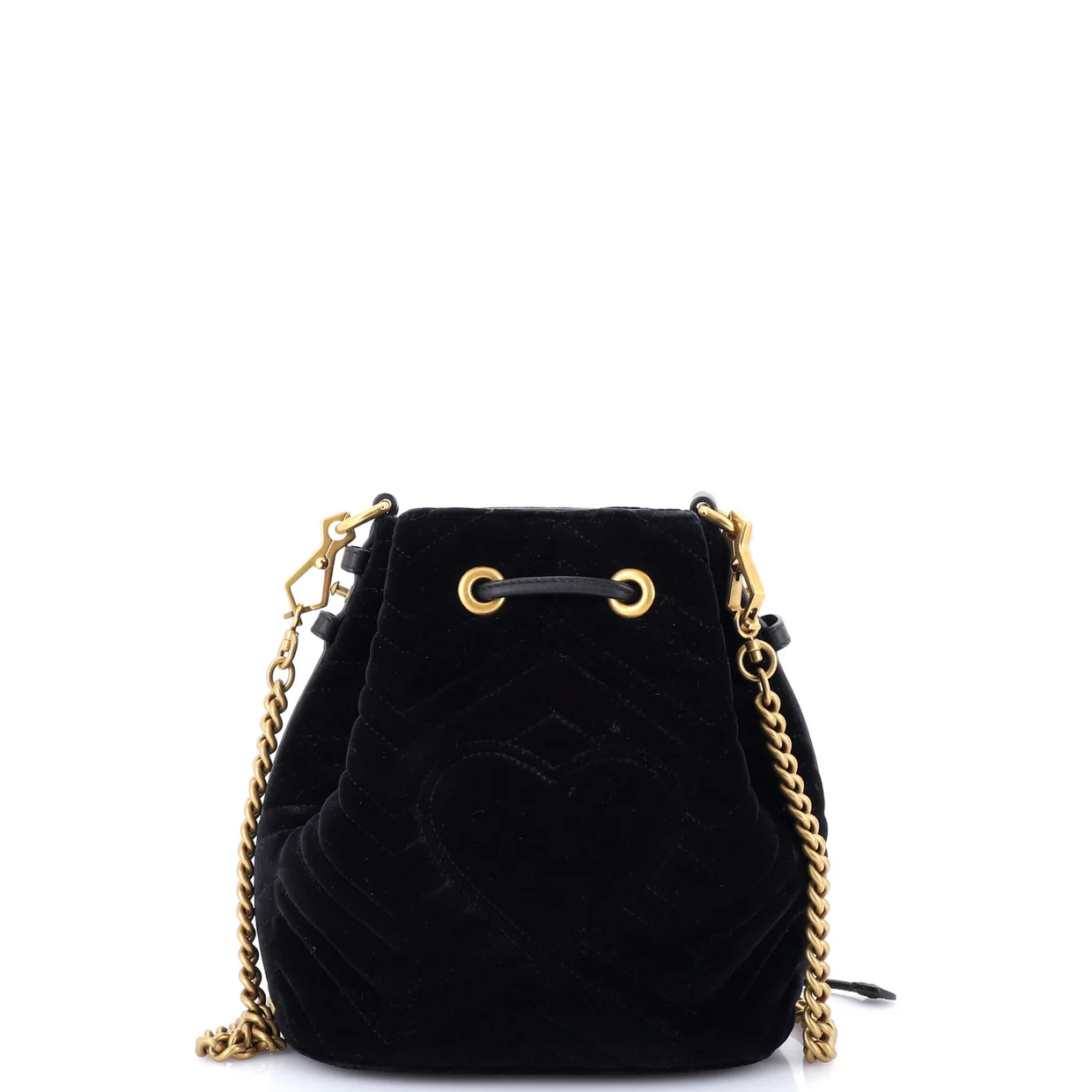 GG Marmont Bucket Bag Matelasse Velvet Small - Deep Luxury