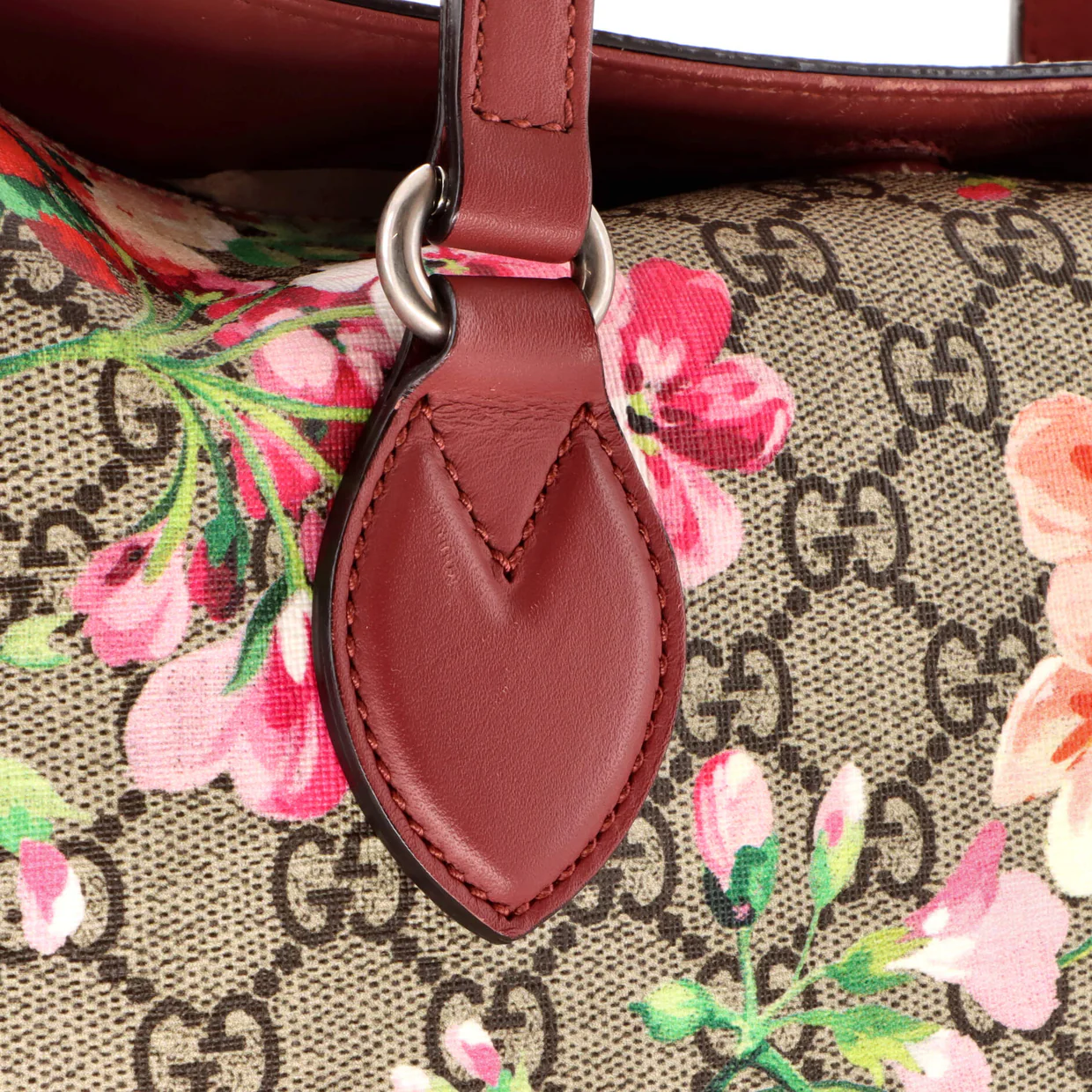 Signature Fold Over Tote Blooms Print GG Coated Canvas Medium - Deep Luxury