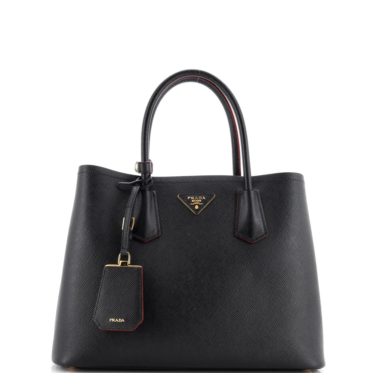 Cuir Double Tote Saffiano Leather Medium - Deep Luxury
