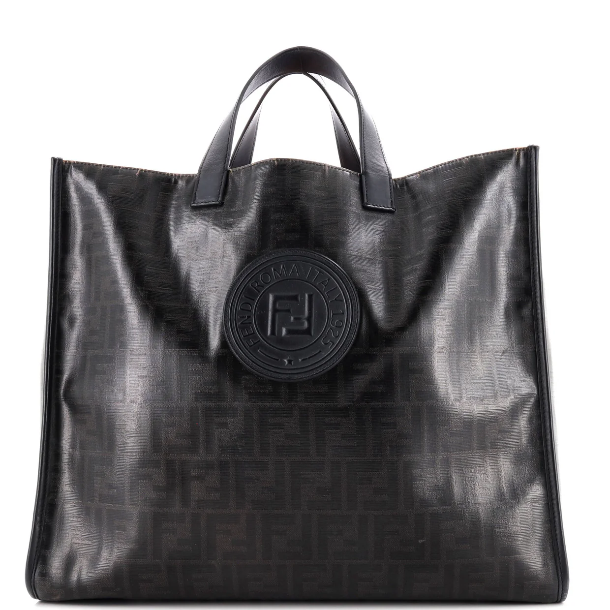 FF Logo Stamp Tote Zucca Coated Canvas Large - Deep Luxury