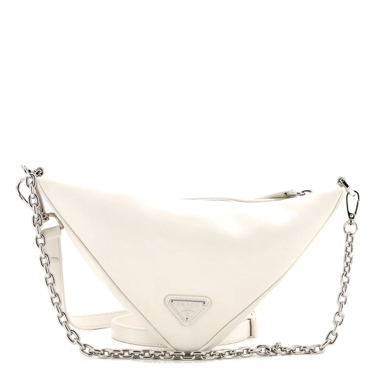 Triangle Logo Zip Shoulder Bag Embossed Leather Mini - Deep Luxury