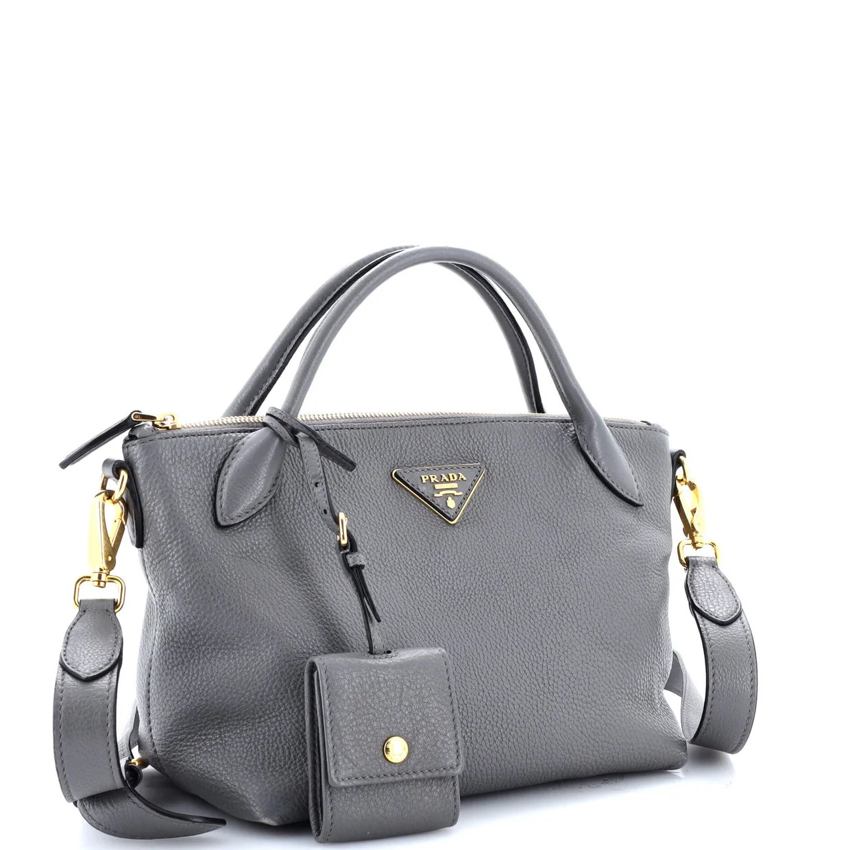 Dual Strap Zip Tote Vitello Daino Small - Deep Luxury
