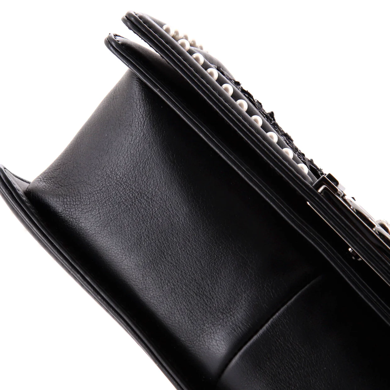 Boy Flap Bag Quilted Tweed with Pearl Embellished Calfskin Old Medium - Deep Luxury