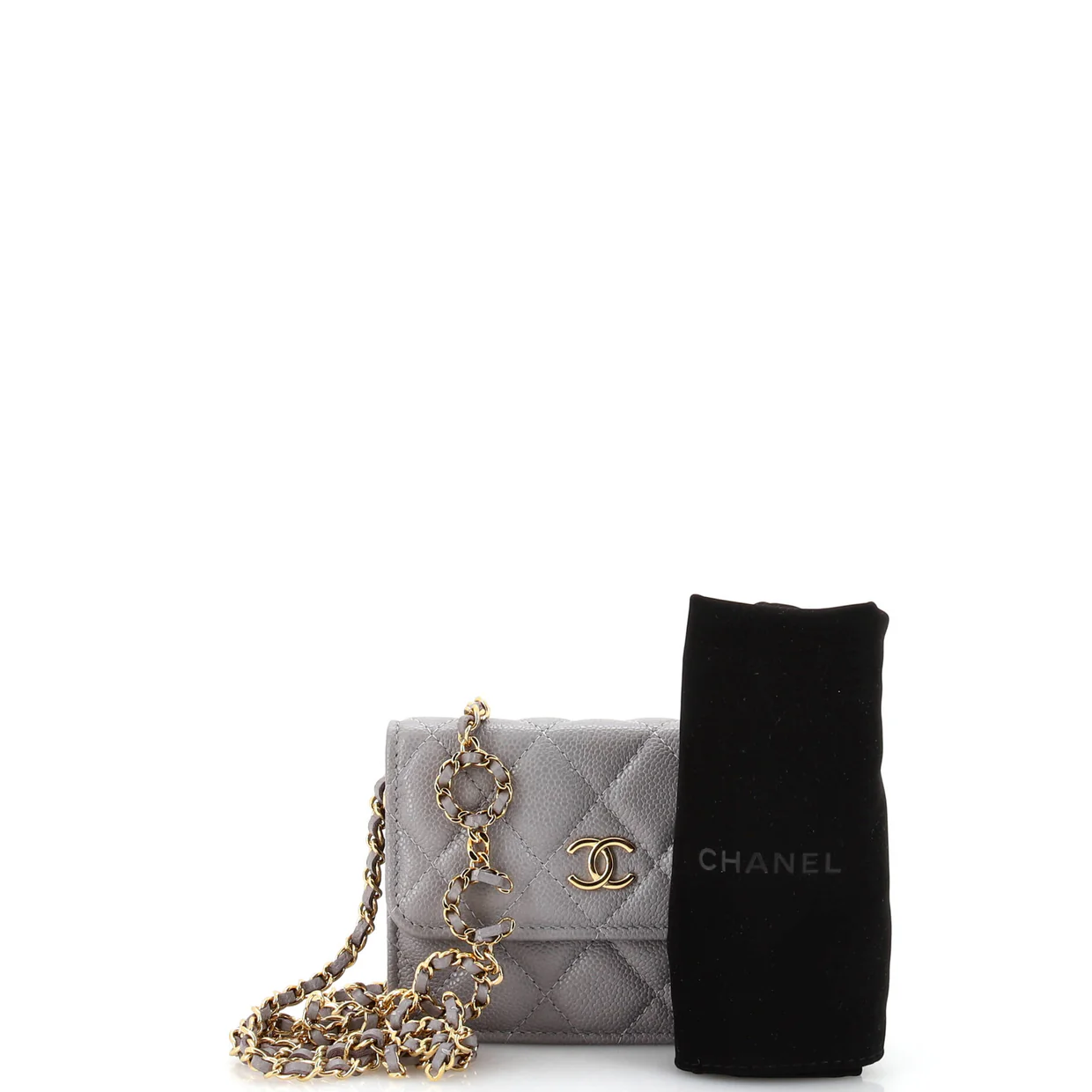 Miss Coco Strap Flap Clutch with Chain Quilted Caviar Mini - Deep Luxury