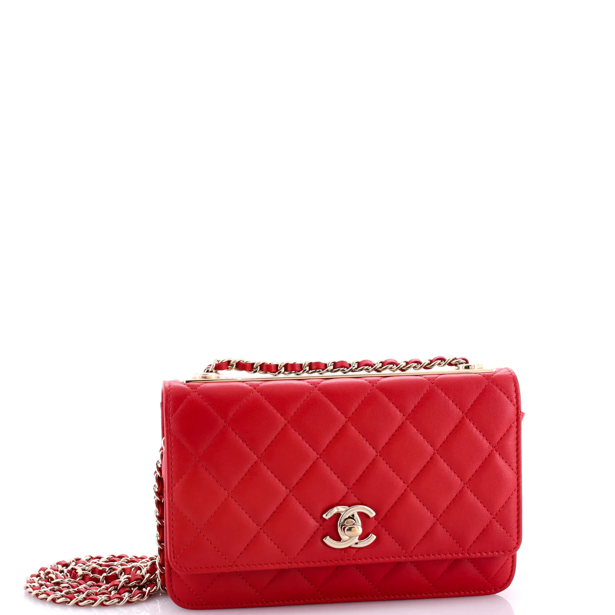 Trendy Chain CC Wallet on Chain Quilted Lambskin - Deep Luxury
