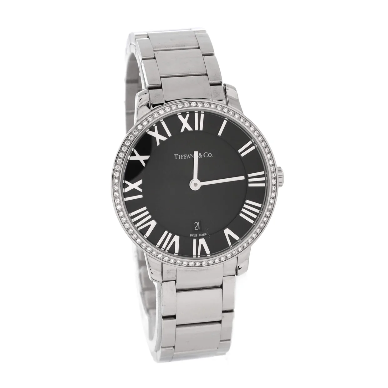 Atlas 2-Hand Quartz Watch Stainless Steel with Diamond Bezel 31 - Deep Luxury