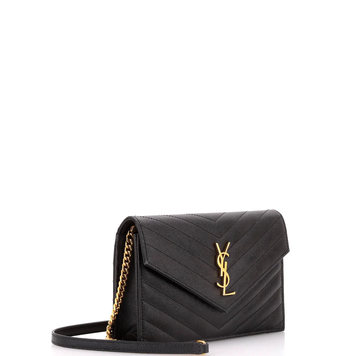Classic Monogram Wallet on Chain Matelasse Chevron Leather Small - Deep Luxury