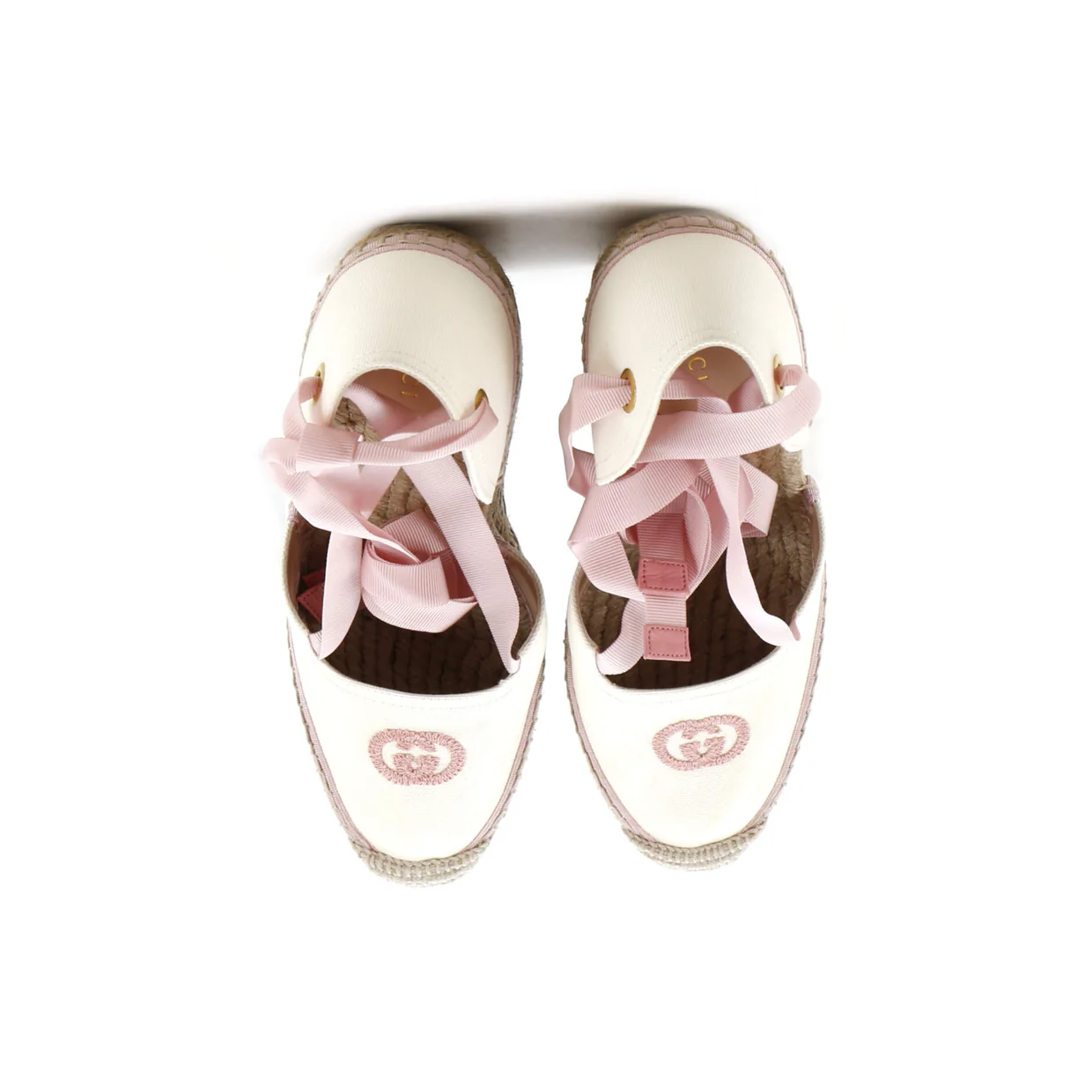 Women's Interlocking G Wedge Espadrilles Embroidered Canvas - Deep Luxury