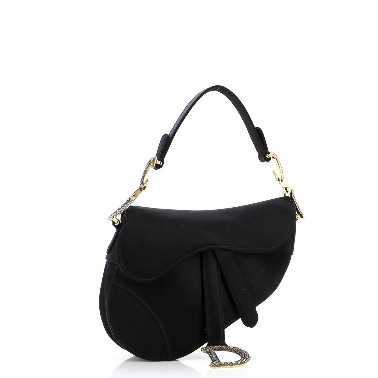 Saddle Handbag Satin with Crystals Mini - Deep Luxury