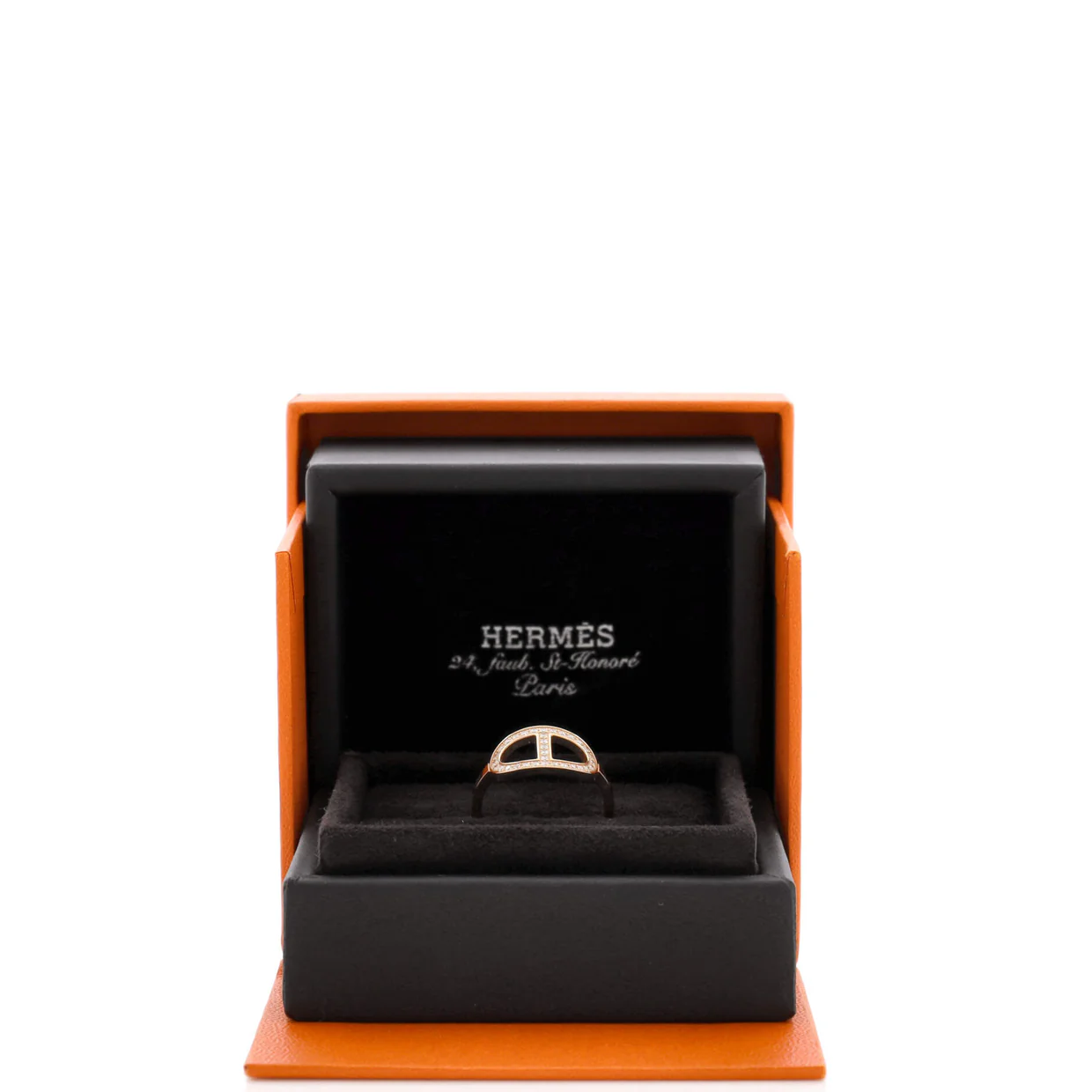 Chaine d'Ancre Contour Ring 18K Rose Gold and Diamonds Medium - Deep Luxury