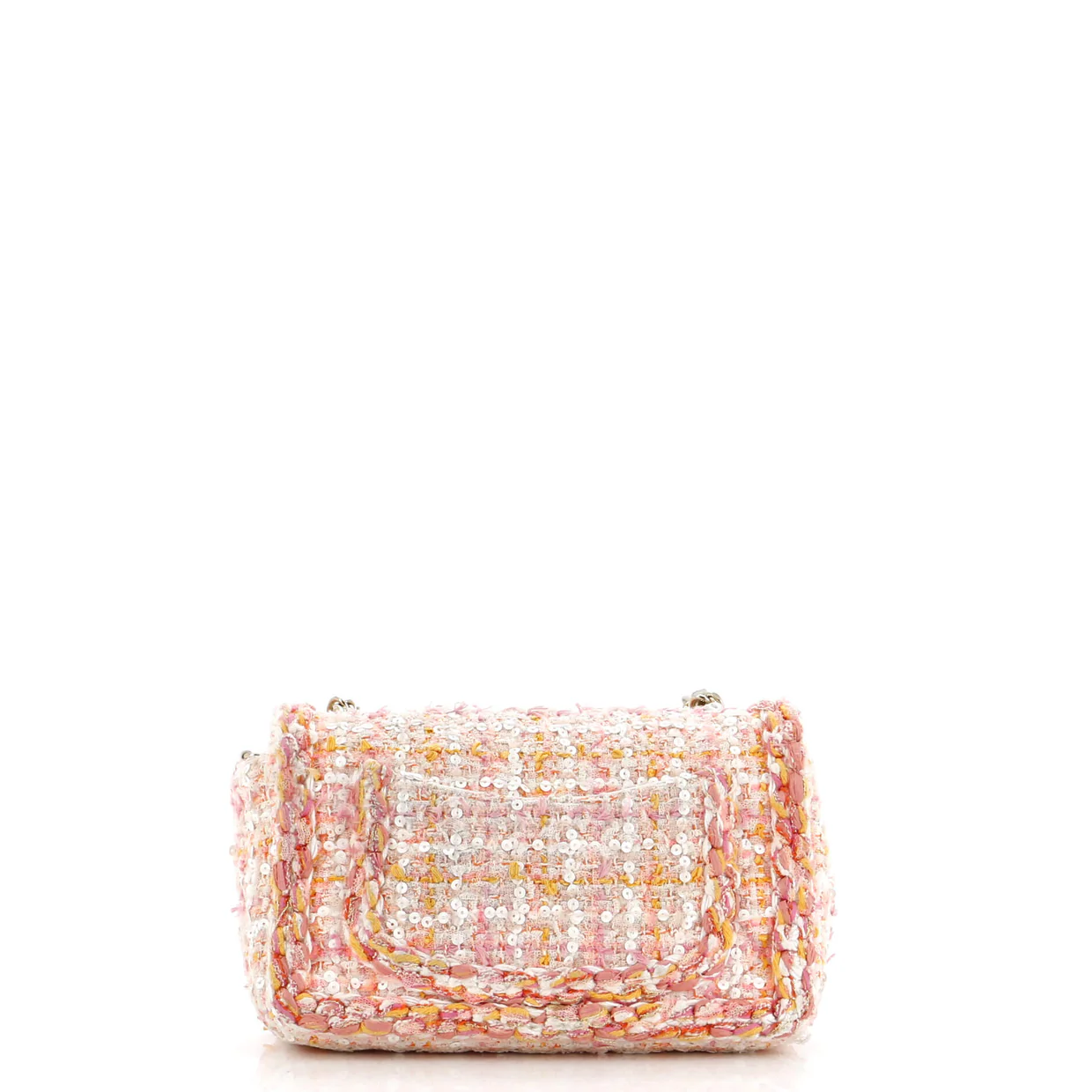 Classic Single Flap Bag Braided Quilted Tweed with Sequins Mini - Deep Luxury