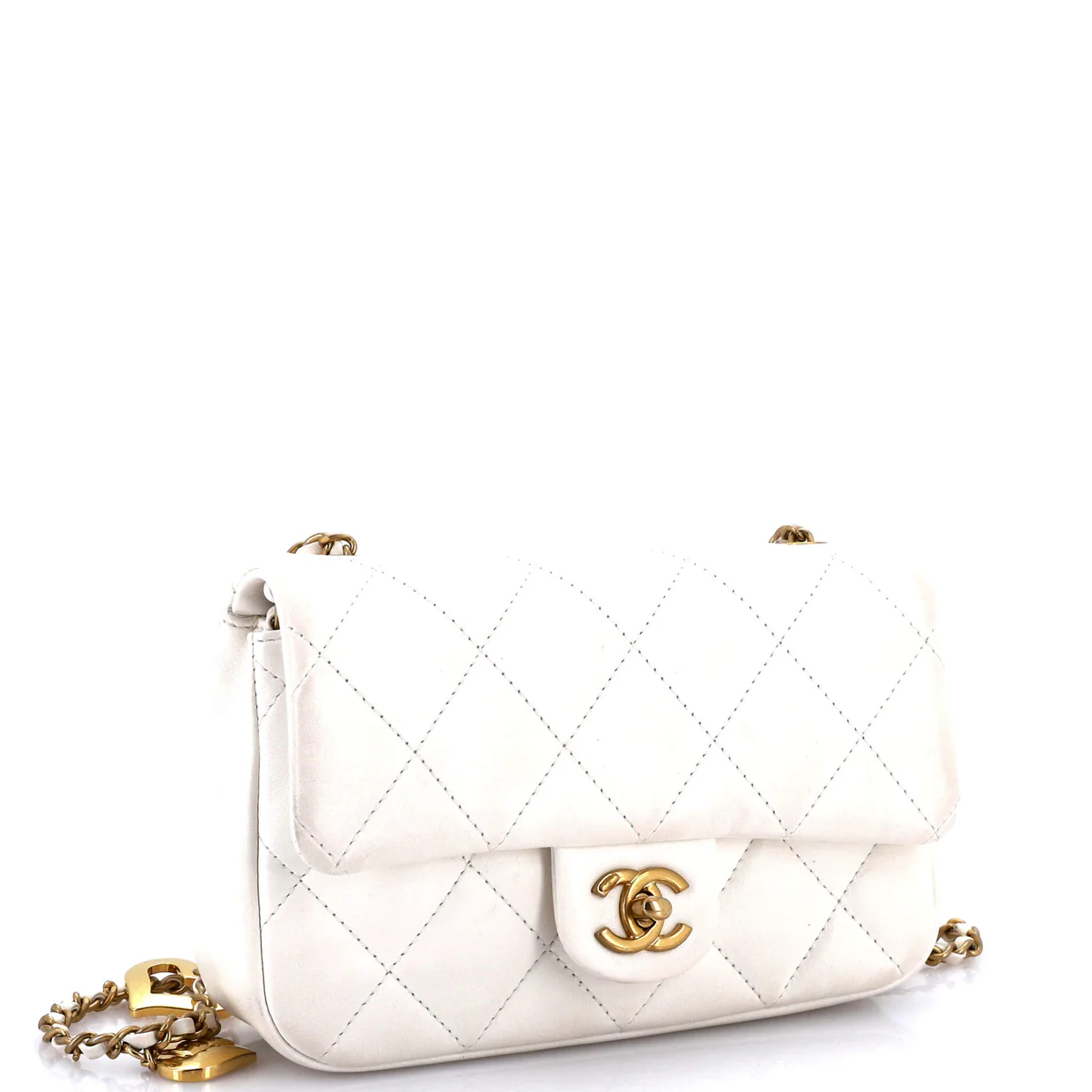 Heart Charms Flap Bag Quilted Lambskin Mini - Deep Luxury
