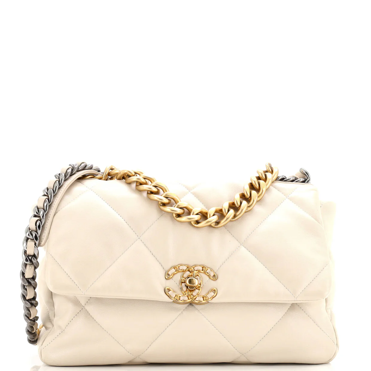 19 Flap Bag Quilted Leather Large - Deep Luxury