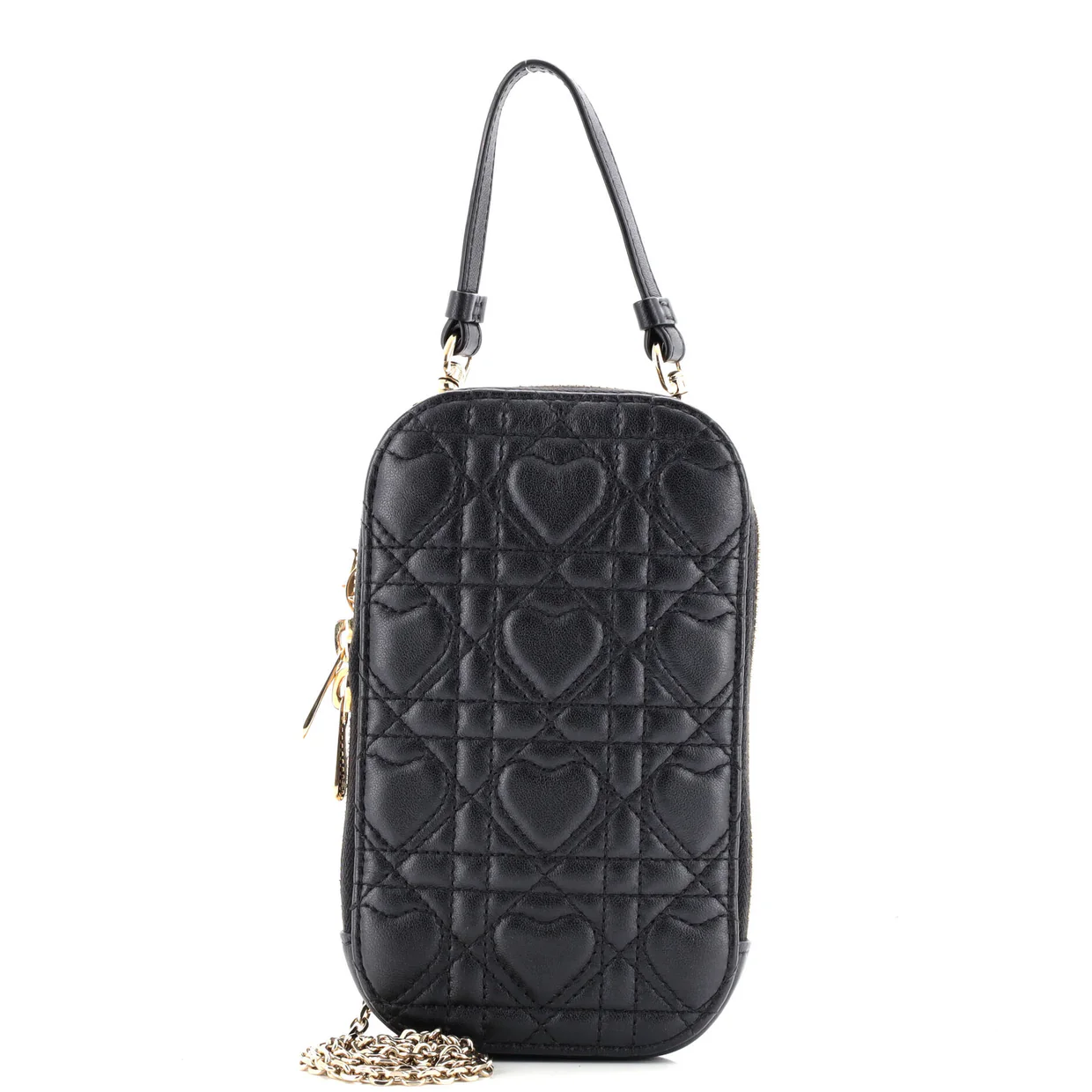Dioramour Lady Dior Phone Holder on Chain Cannage Quilt Lambskin - Deep Luxury