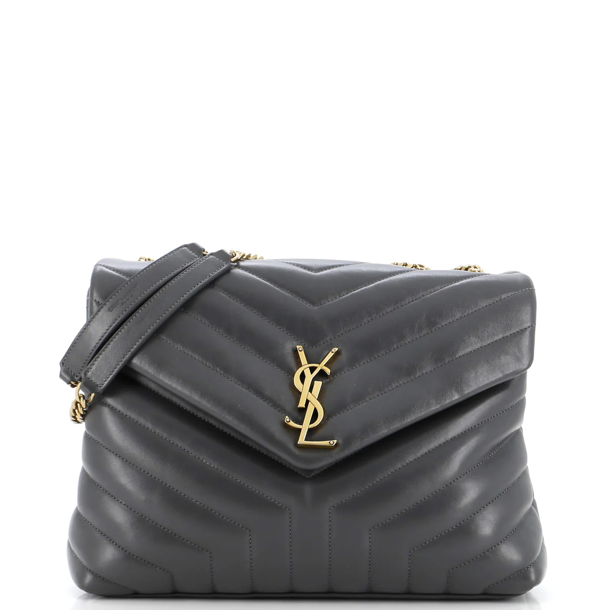 Loulou Shoulder Bag Matelasse Chevron Leather Medium - Deep Luxury