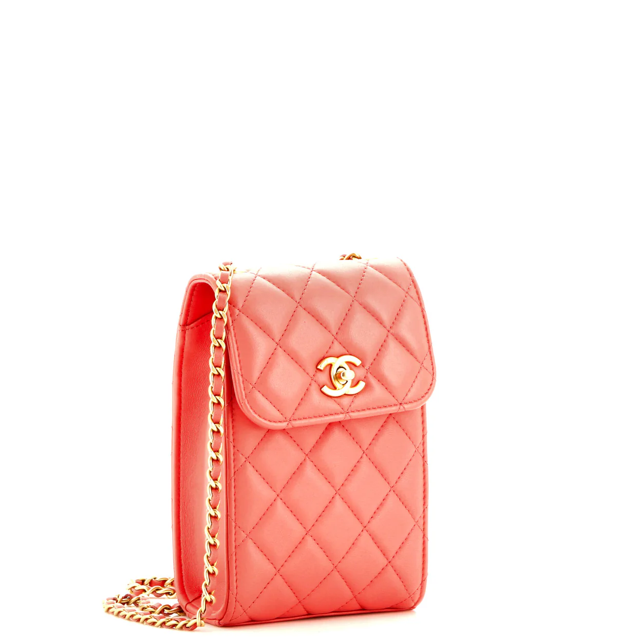 Pearl Crush Phone Holder Crossbody Bag Quilted Lambskin - Deep Luxury