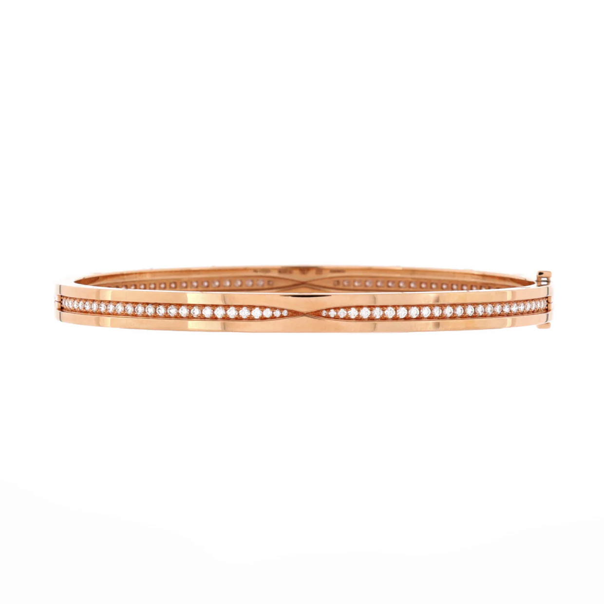 B.Zero1 Hinged Bangle Bracelet 18K Rose Gold with Pave Diamonds 5.5mm - Deep Luxury