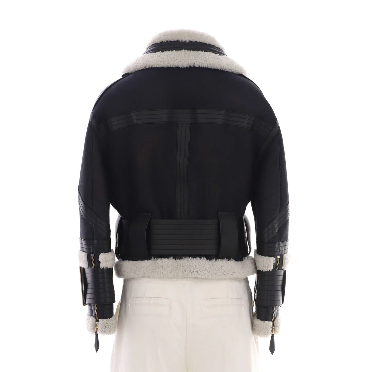 Women's Aviator Jacket Leather and Shearling - Deep Luxury