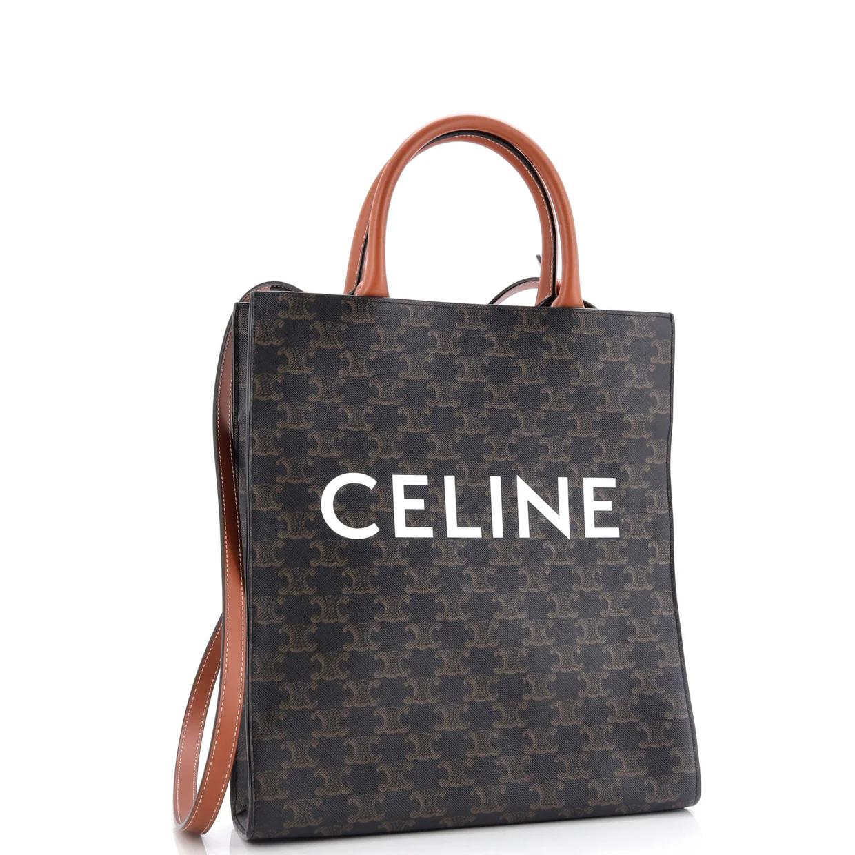 Vertical Cabas Tote Triomphe Coated Canvas Small - Deep Luxury