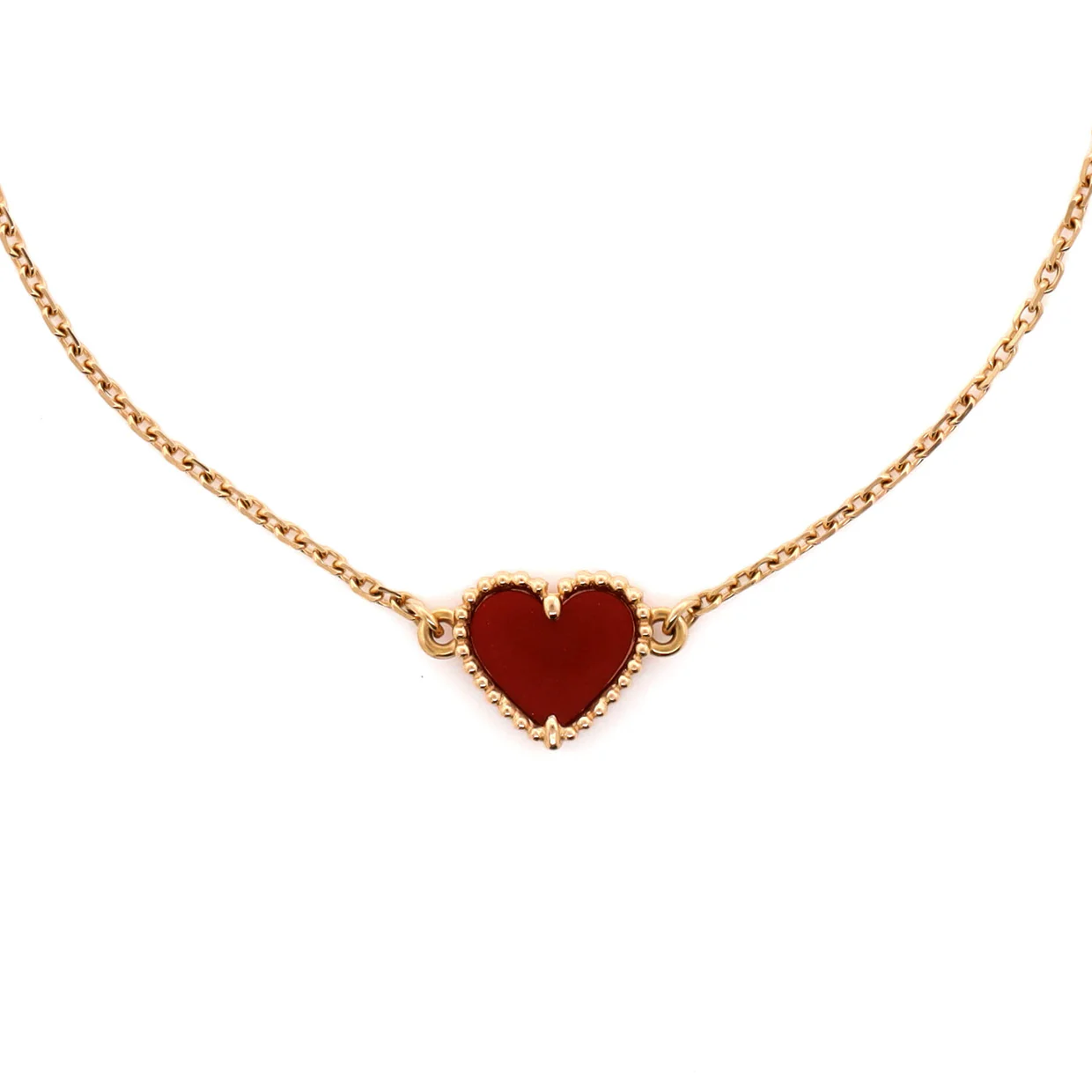 Sweet Alhambra Heart Bracelet 18K Rose Gold with Carnelian - Deep Luxury