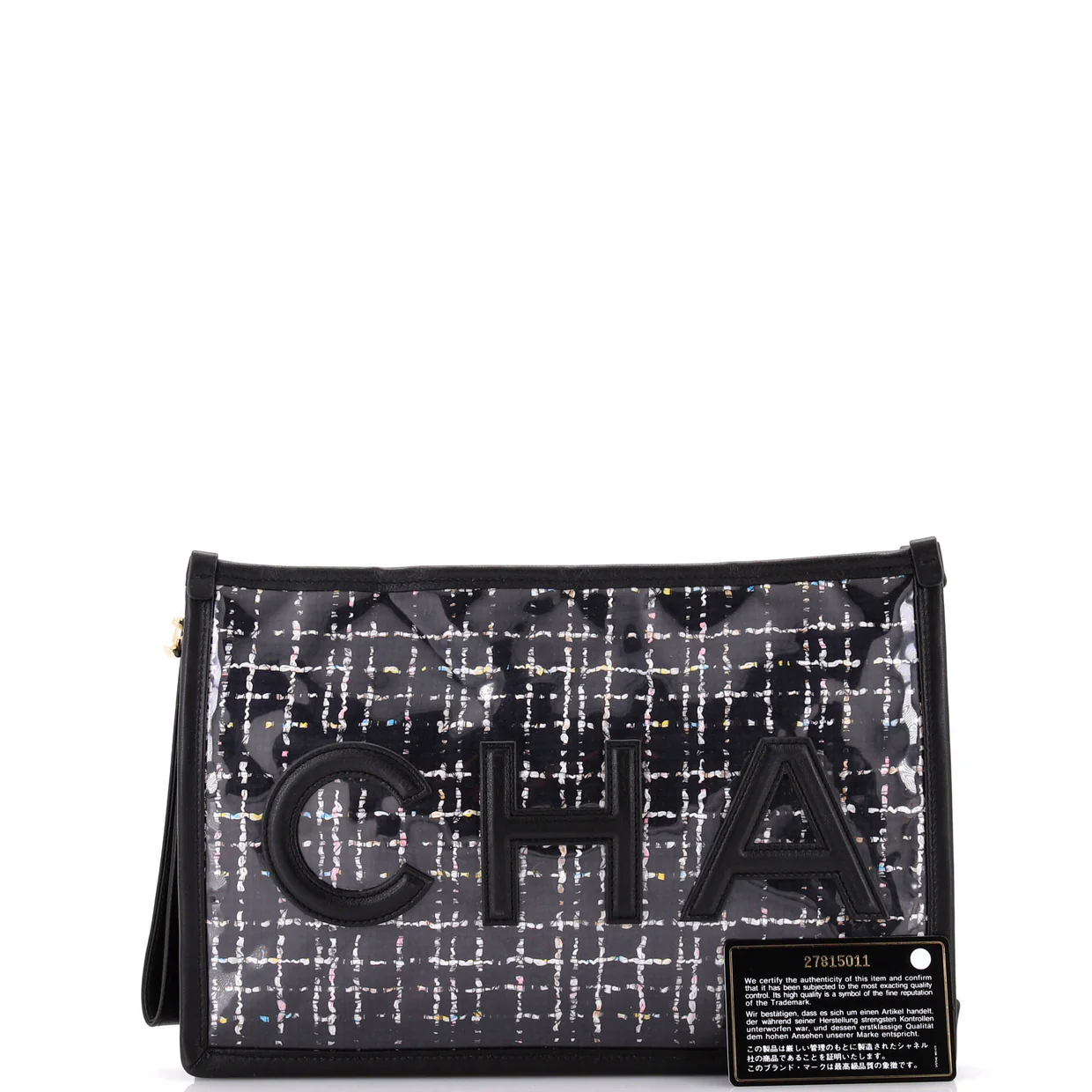 Logo Wristlet Clutch PVC Over Quilted Tweed Large - Deep Luxury