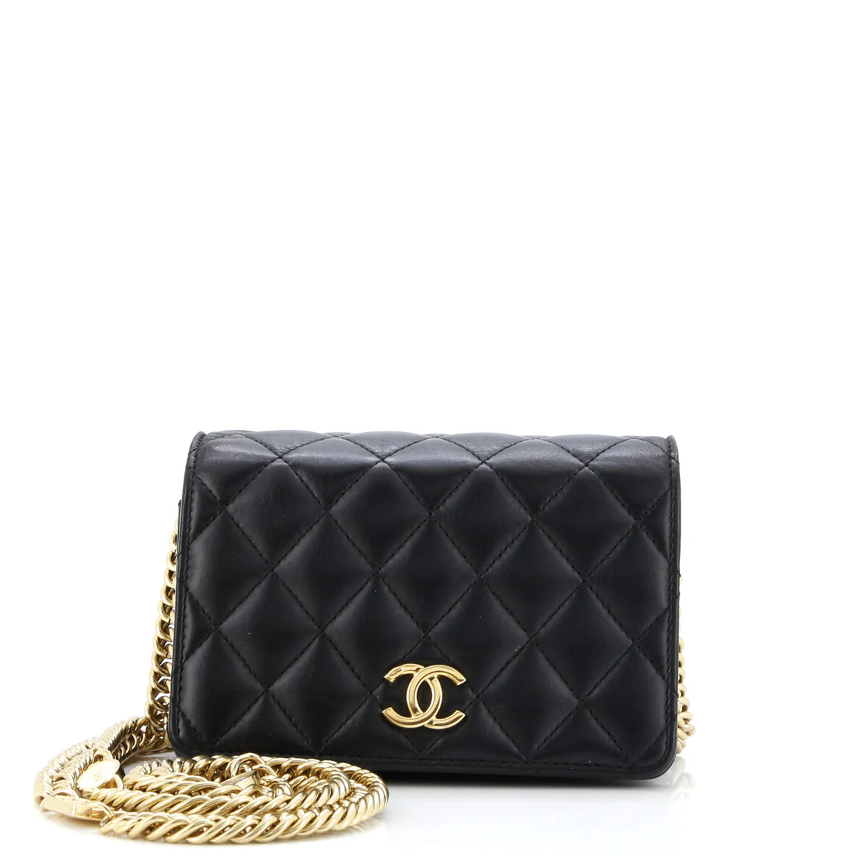 CC Enamel Full Flap Bag Quilted Lambskin Mini - Deep Luxury