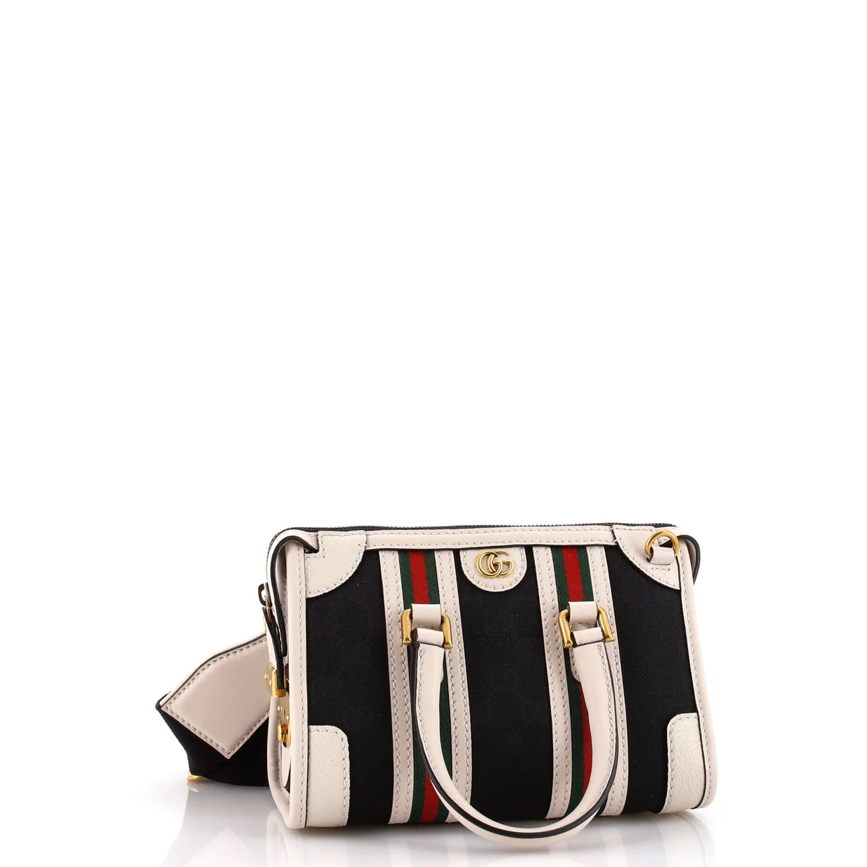 Double G Web Top Handle Bag GG Canvas with Leather Mini - Deep Luxury