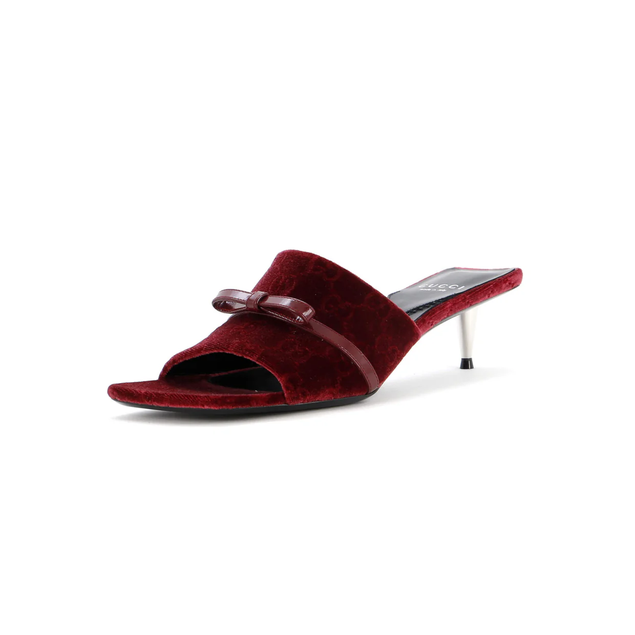 Women's Bow Slide Heeled Sandals GG Velvet - Deep Luxury
