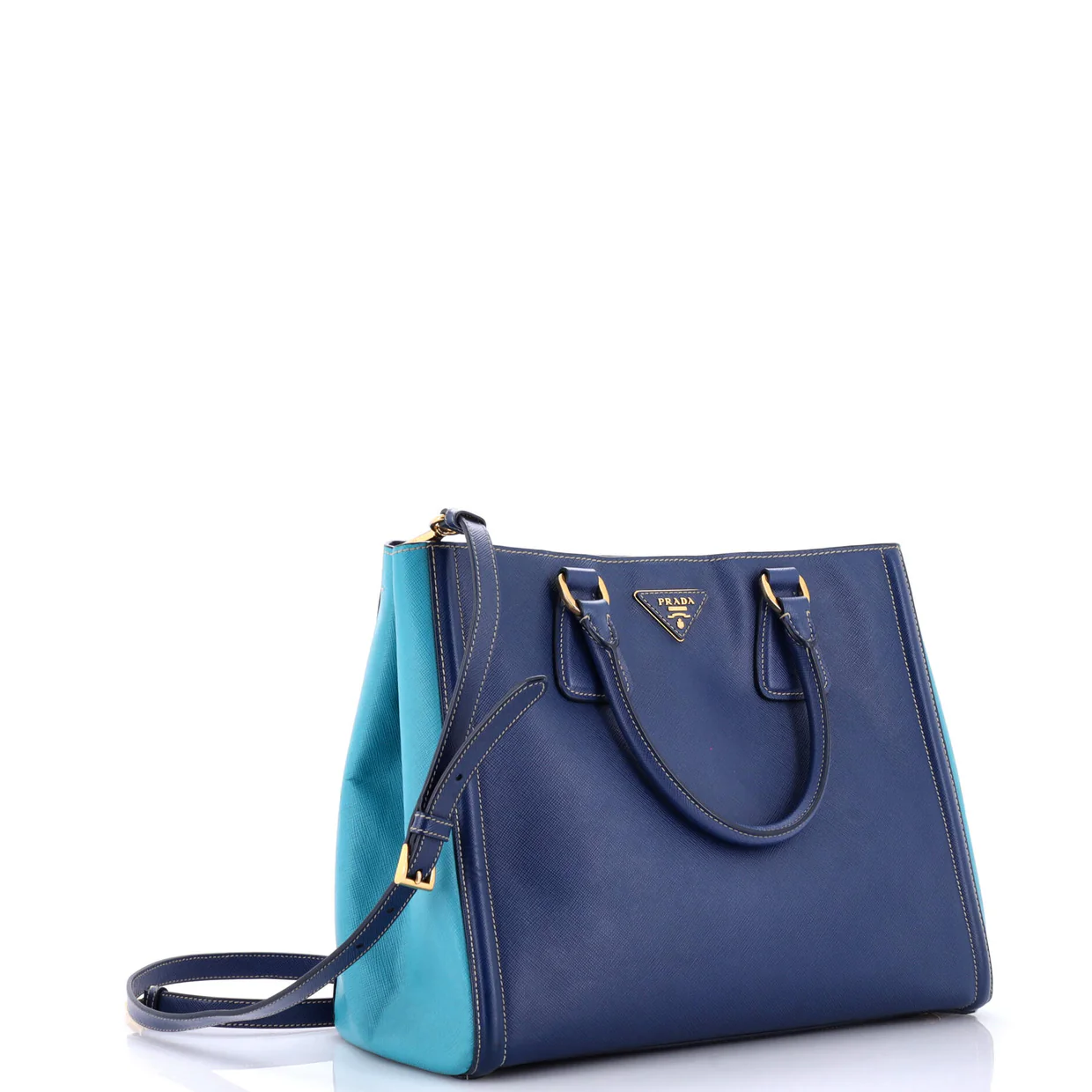 Bicolor Lux Convertible Open Tote Saffiano Leather Medium - Deep Luxury
