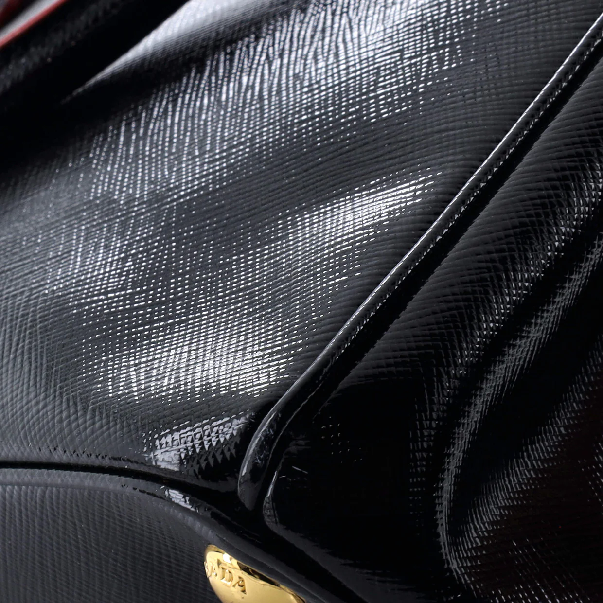 Double Zip Lux Tote Vernice Saffiano Leather Small - Deep Luxury