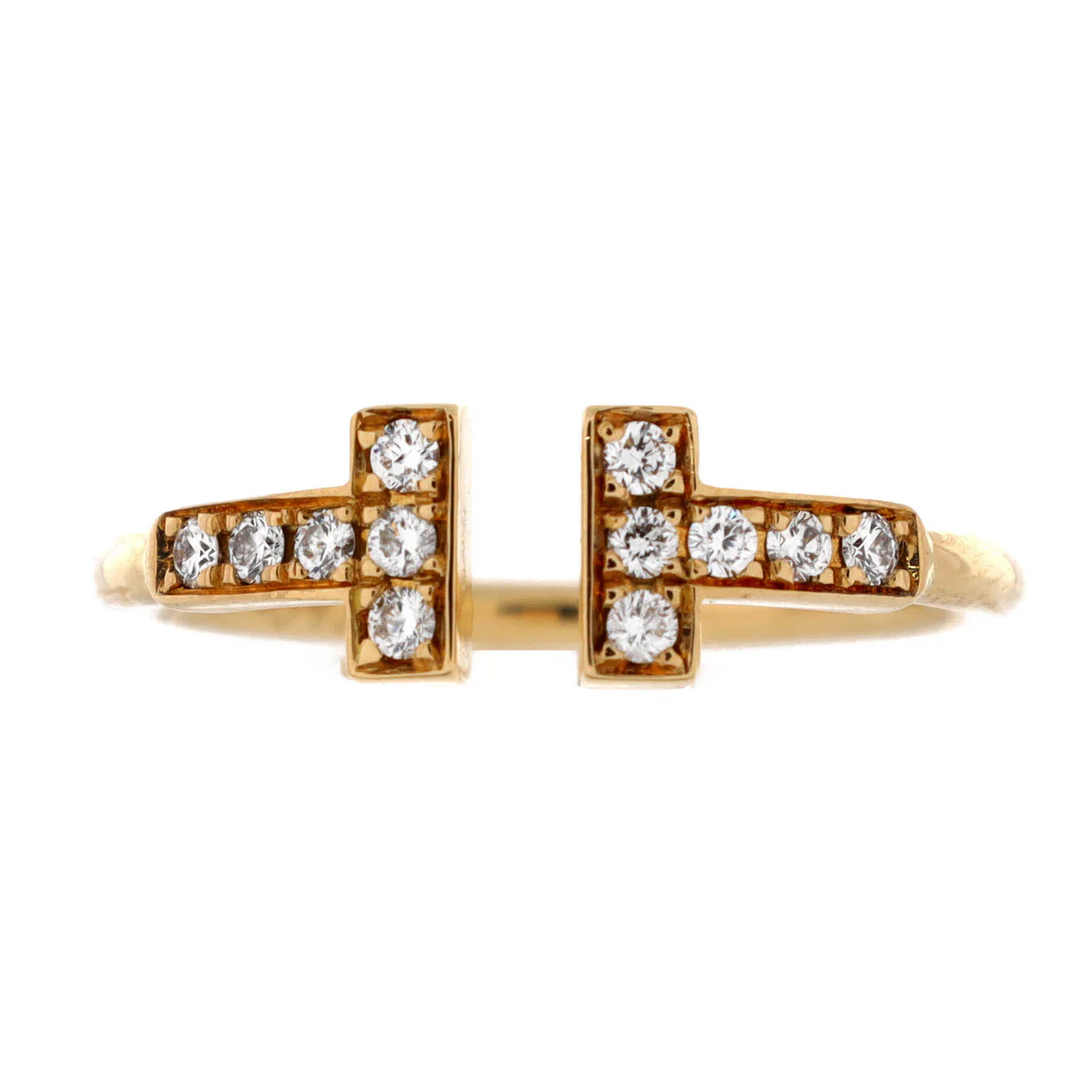 T Wire Ring 18K Yellow Gold with Diamonds - Deep Luxury