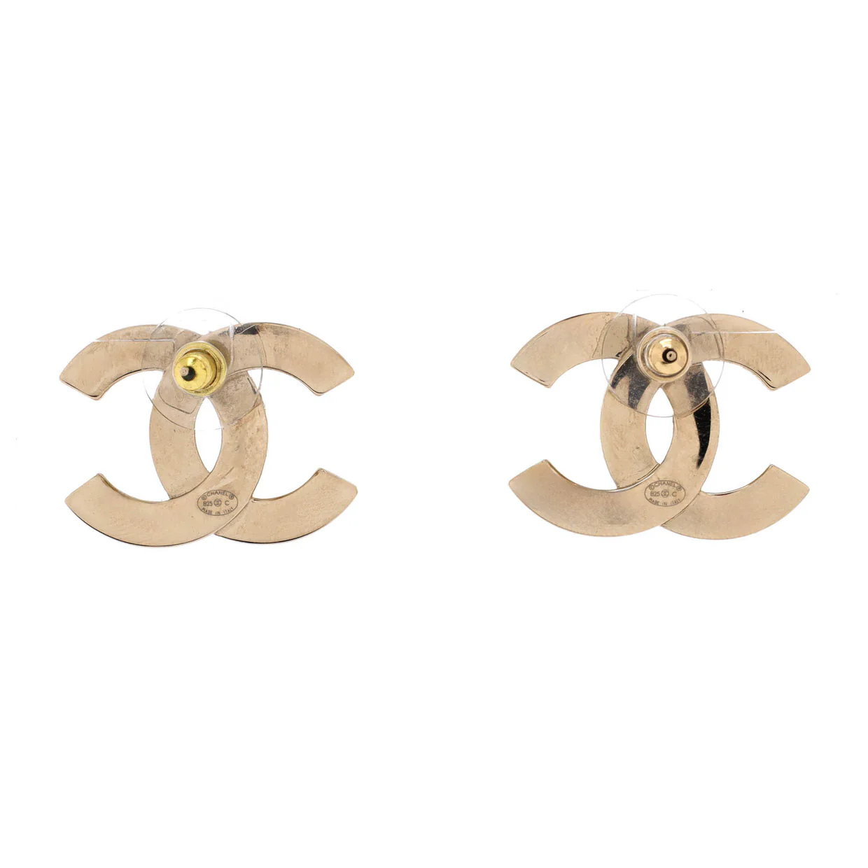 Engraved CC Stud Earrings Metal - Deep Luxury