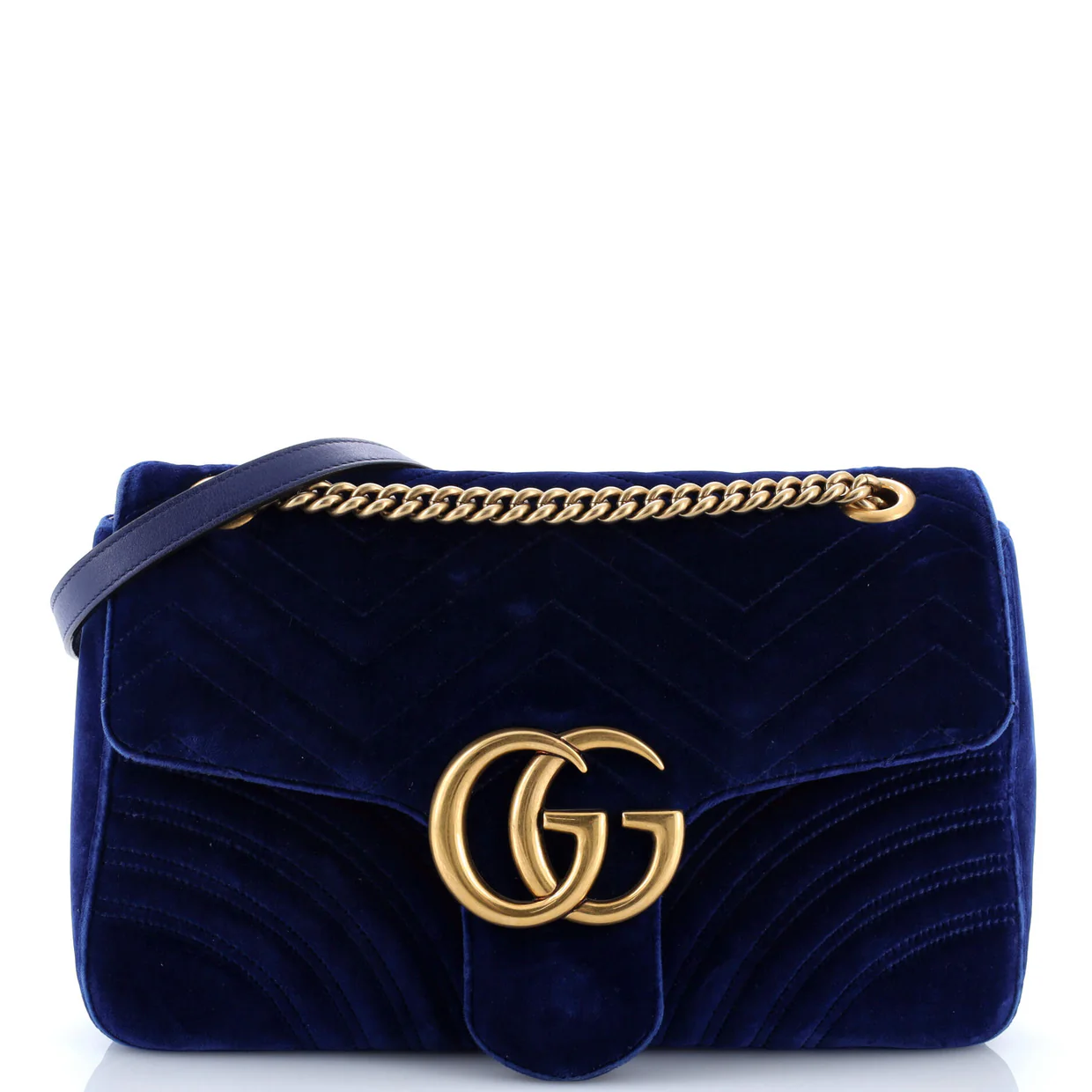 GG Marmont Flap Bag Matelasse Velvet Medium - Deep Luxury