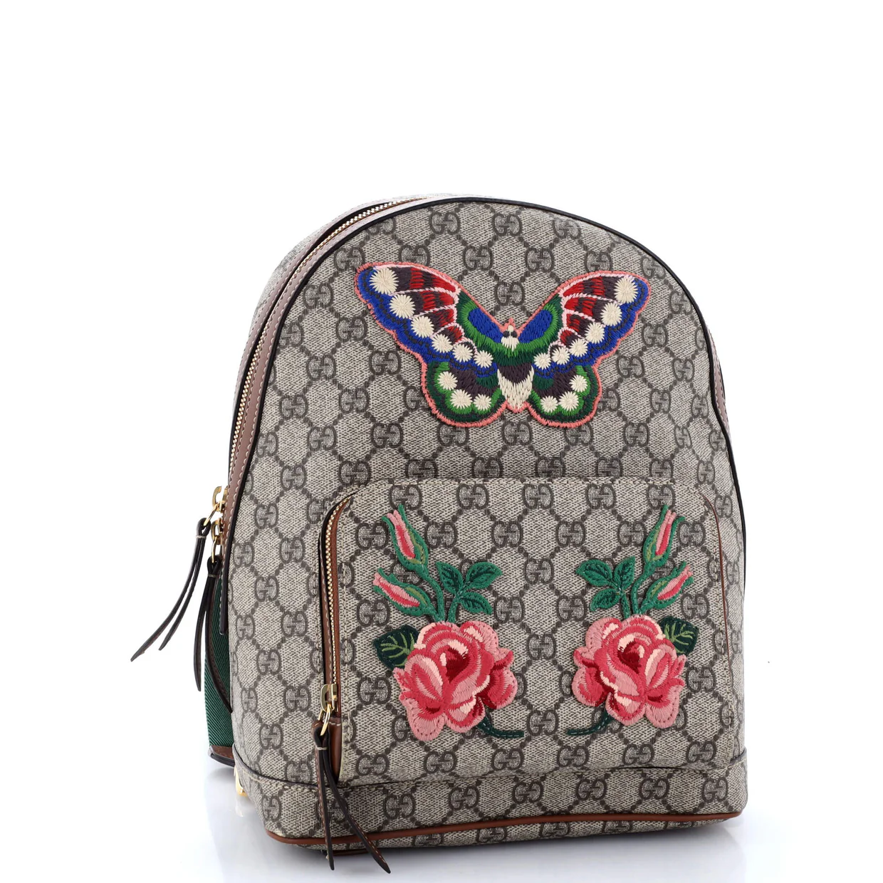 Zip Pocket Backpack Embroidered GG Coated Canvas Small - Deep Luxury