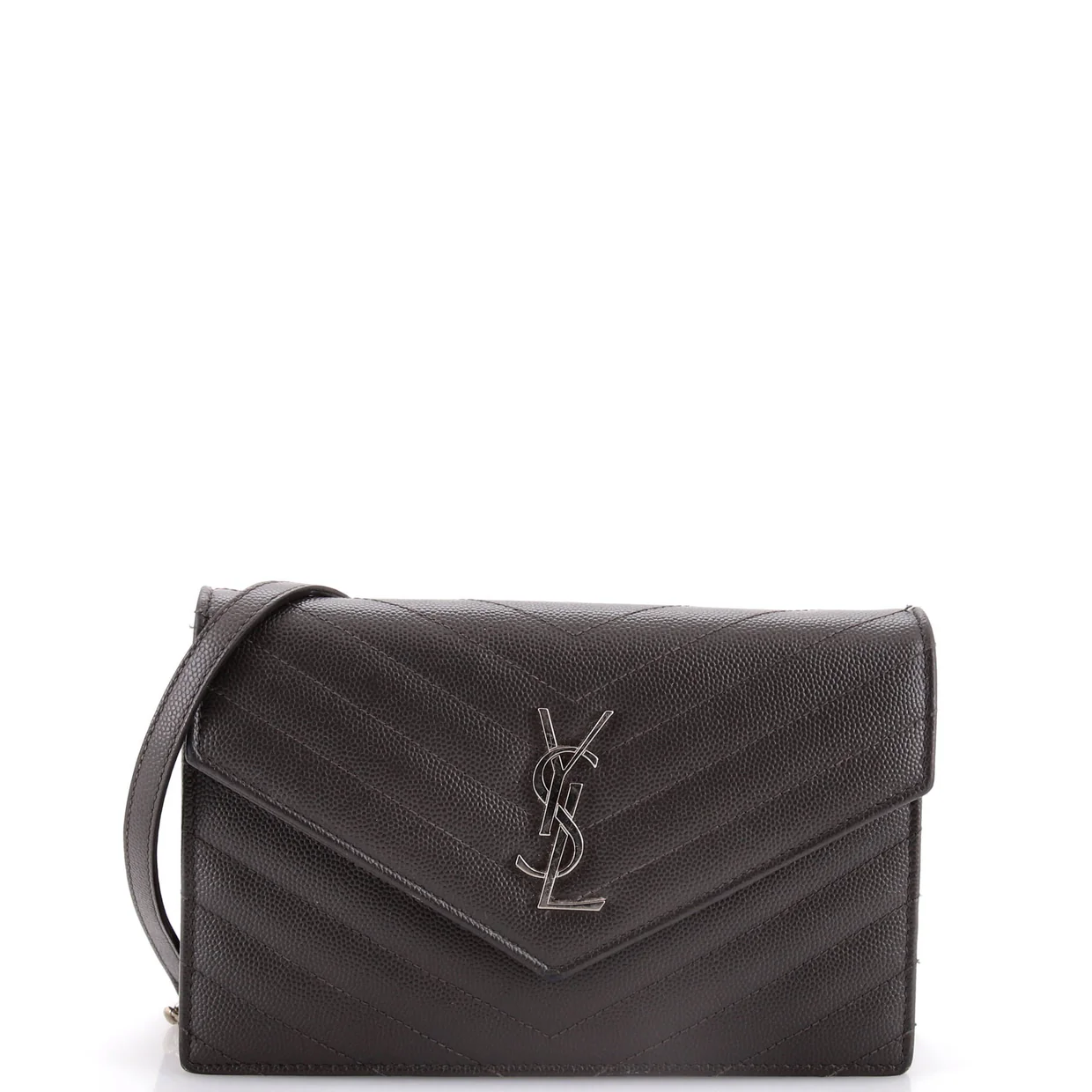 Classic Monogram Wallet on Chain Matelasse Chevron Leather Small - Deep Luxury