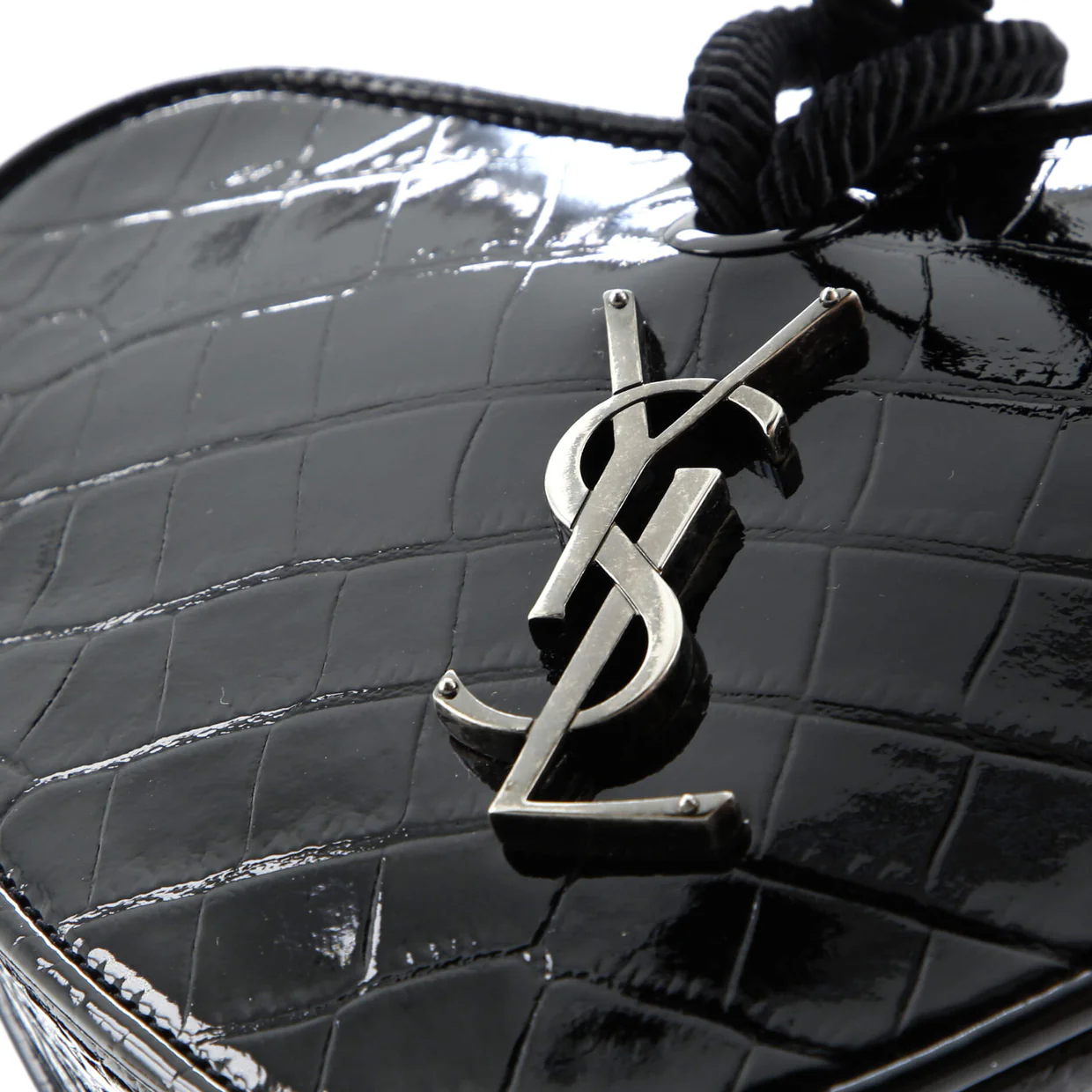 Heart Tassel Clutch Crocodile Embossed Patent - Deep Luxury