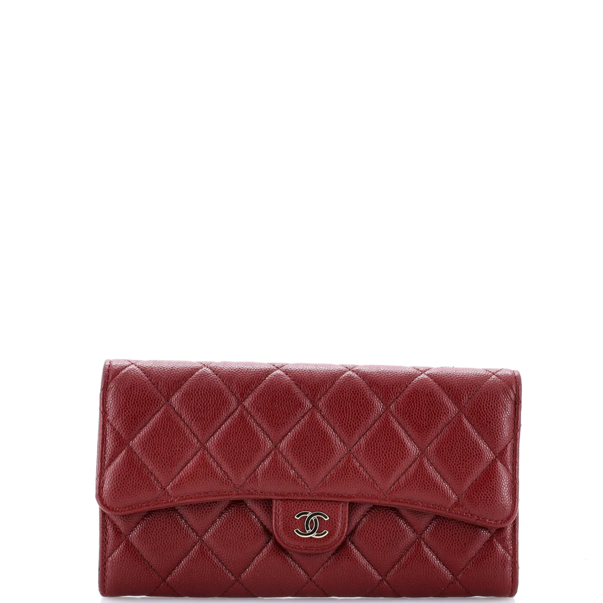 CC Gusset Classic Flap Wallet Quilted Caviar Long - Deep Luxury