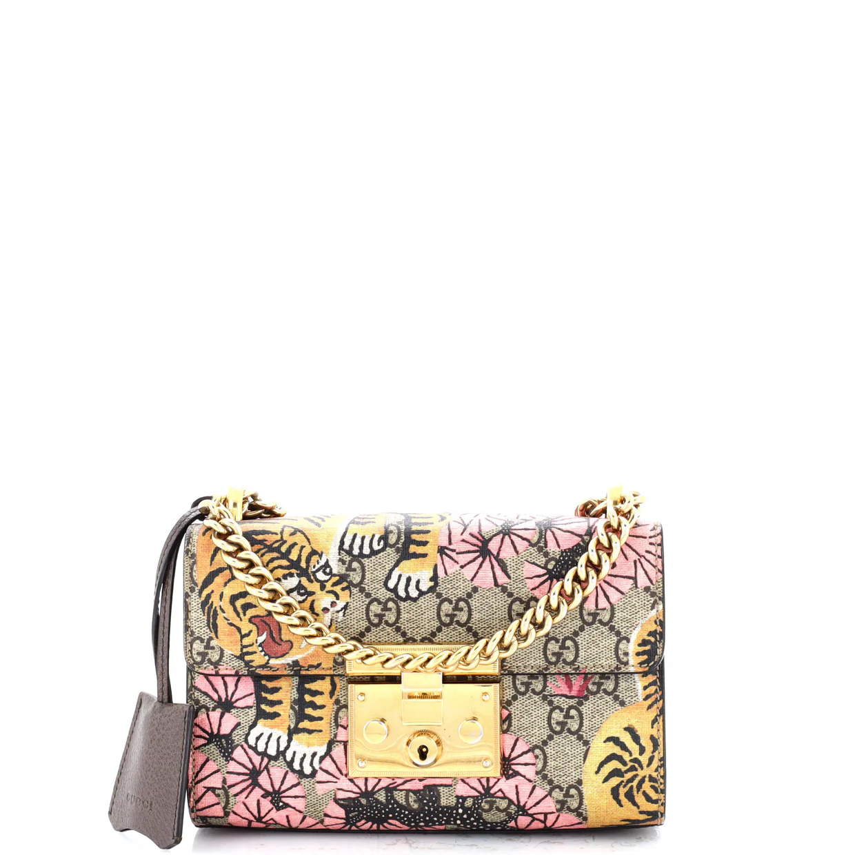 Padlock Shoulder Bag Bengal Print GG Coated Canvas Small - Deep Luxury