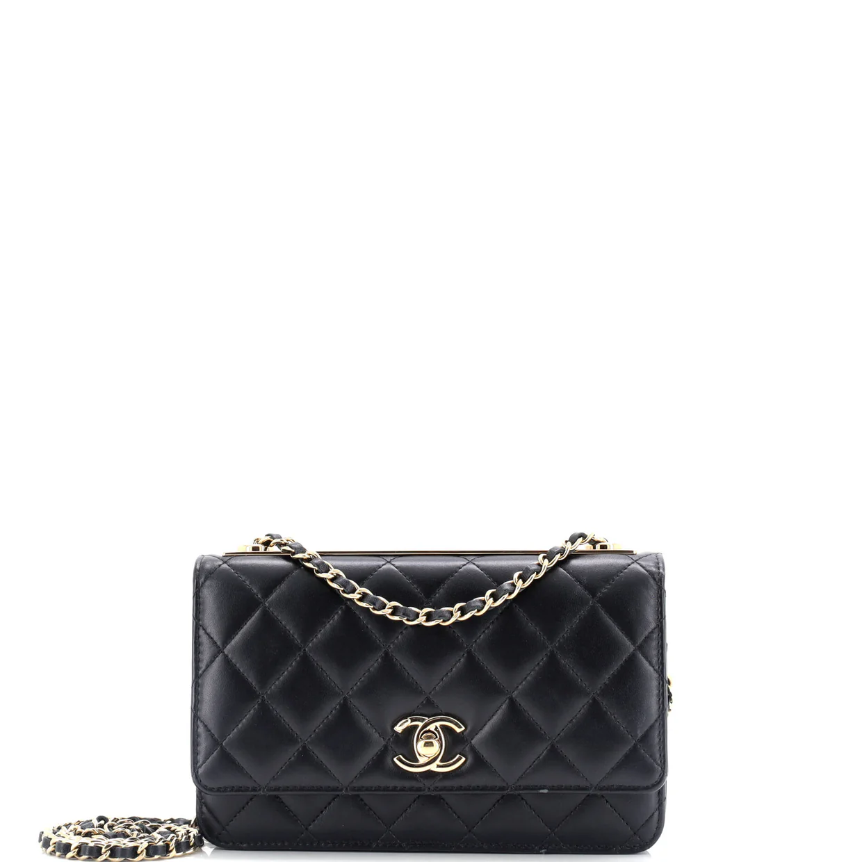 Trendy CC Wallet on Chain Quilted Lambskin - Deep Luxury