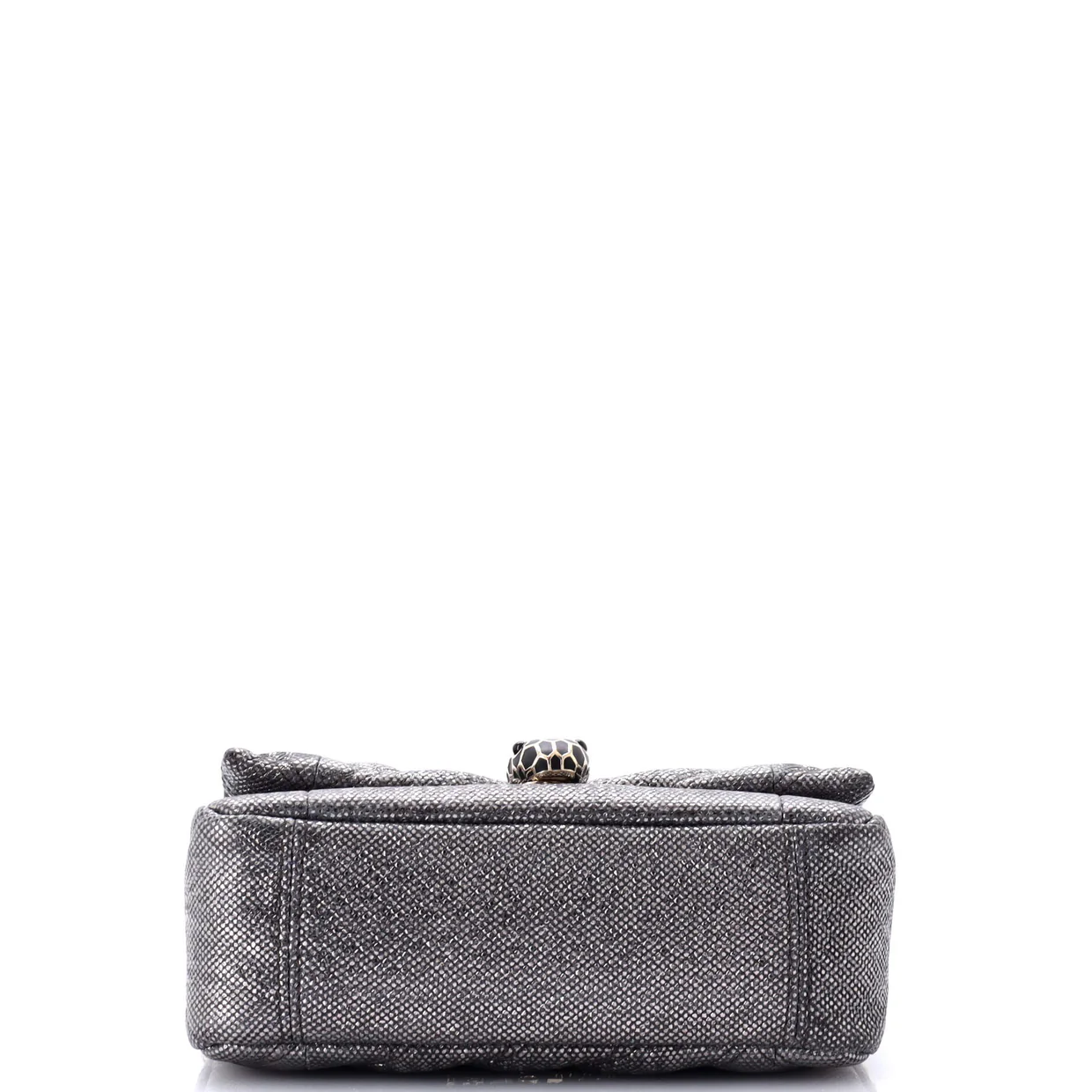 Serpenti Cabochon Shoulder Bag Diagonal Quilted Metallic Karung Small - Deep Luxury