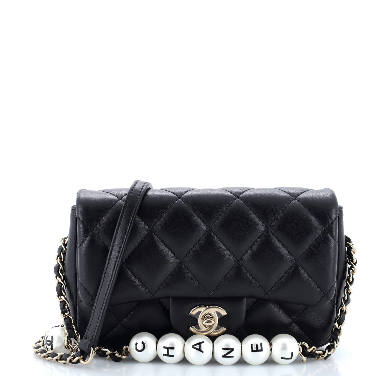 My Precious Pearls Chain Flap Bag Quilted Lambskin Small - Deep Luxury