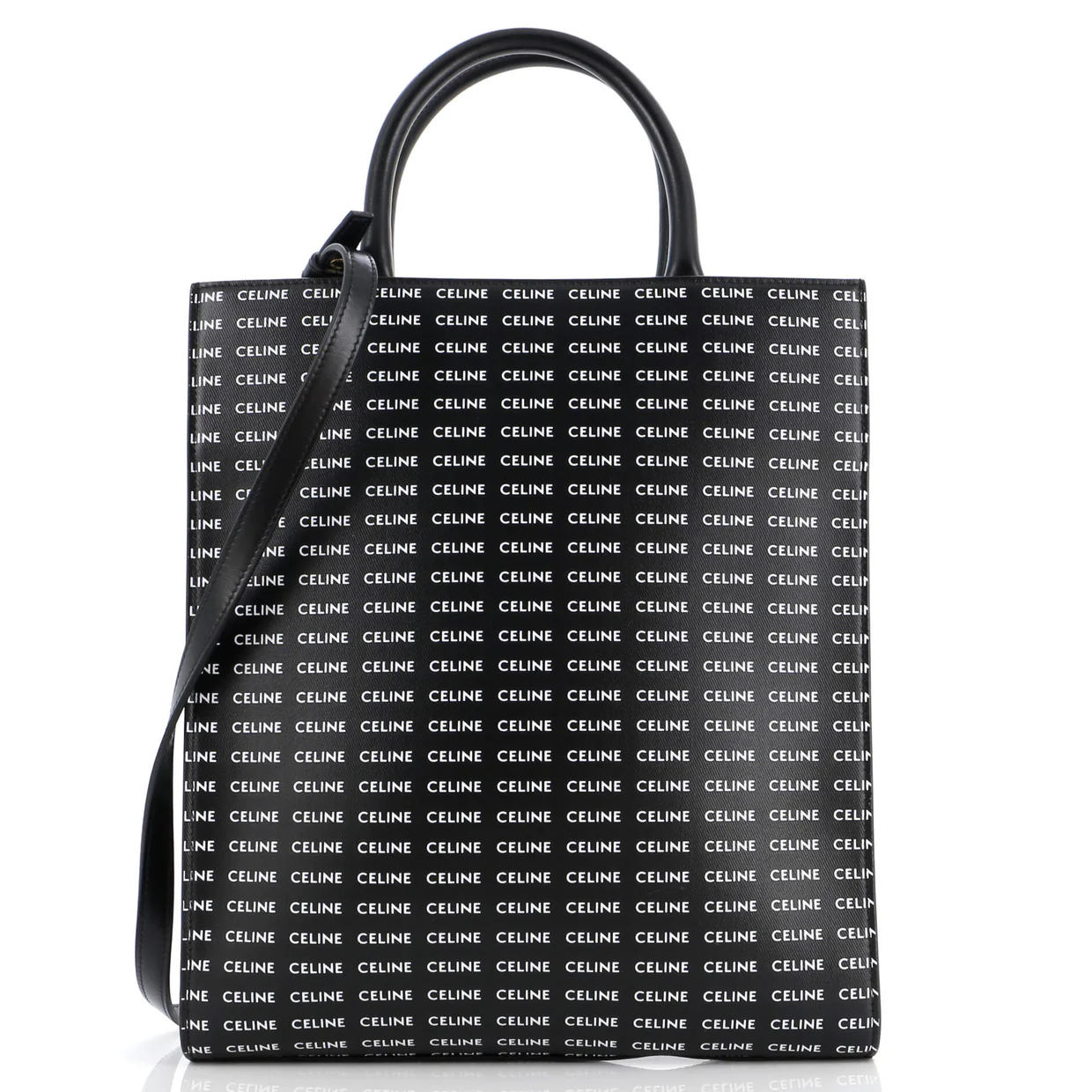 Vertical Cabas Tote All Over Logo Print Leather Small - Deep Luxury