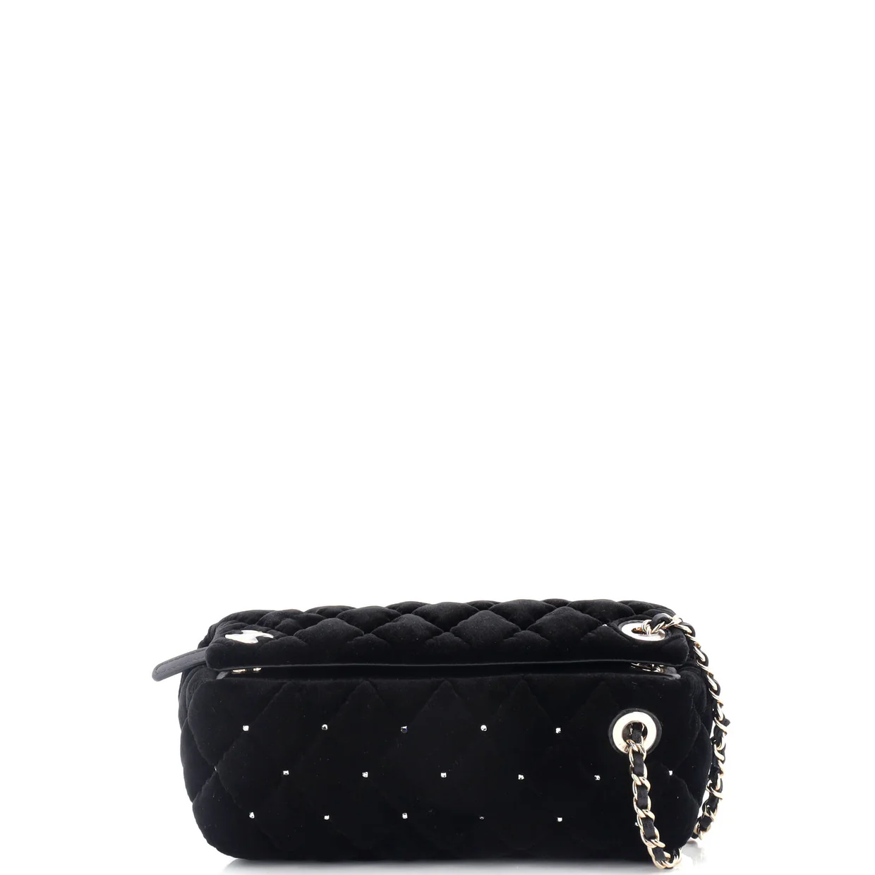CC Barrel Wristlet Chain Clutch Quilted Velvet with Crystals - Deep Luxury